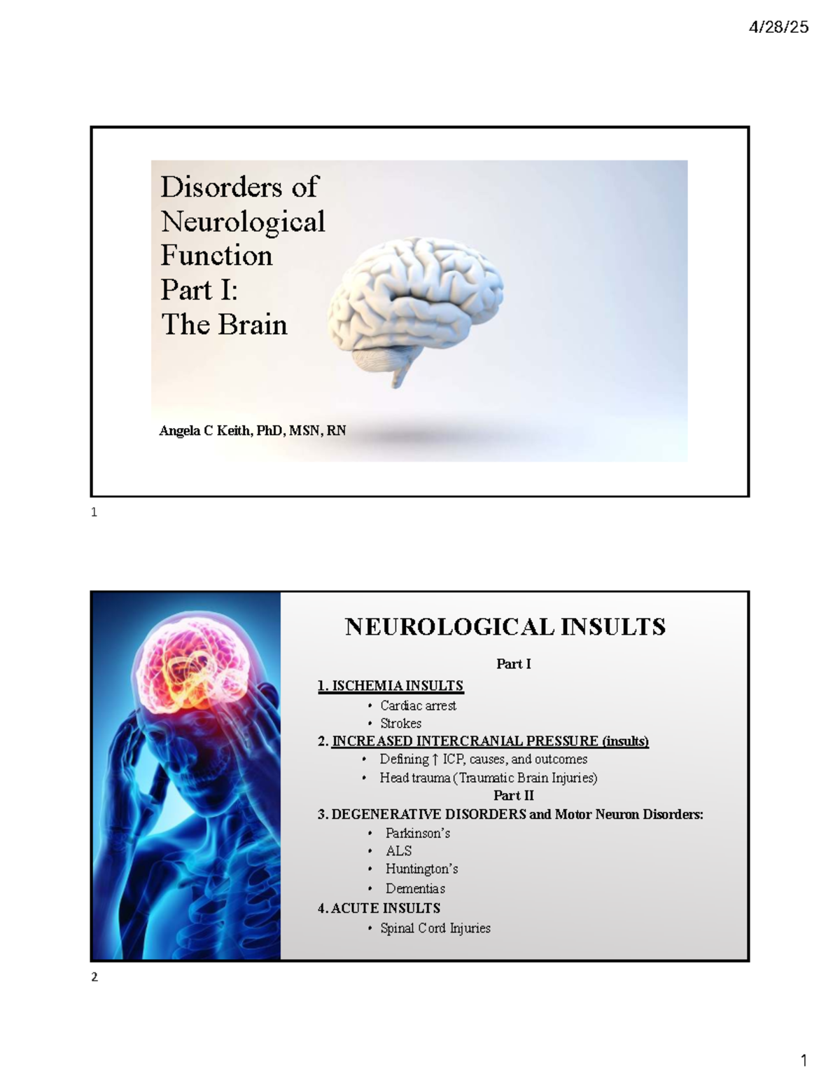 Neurological Disorders: CVAs, TBIs, and ICP - Lecture Notes (NUR 531 ...