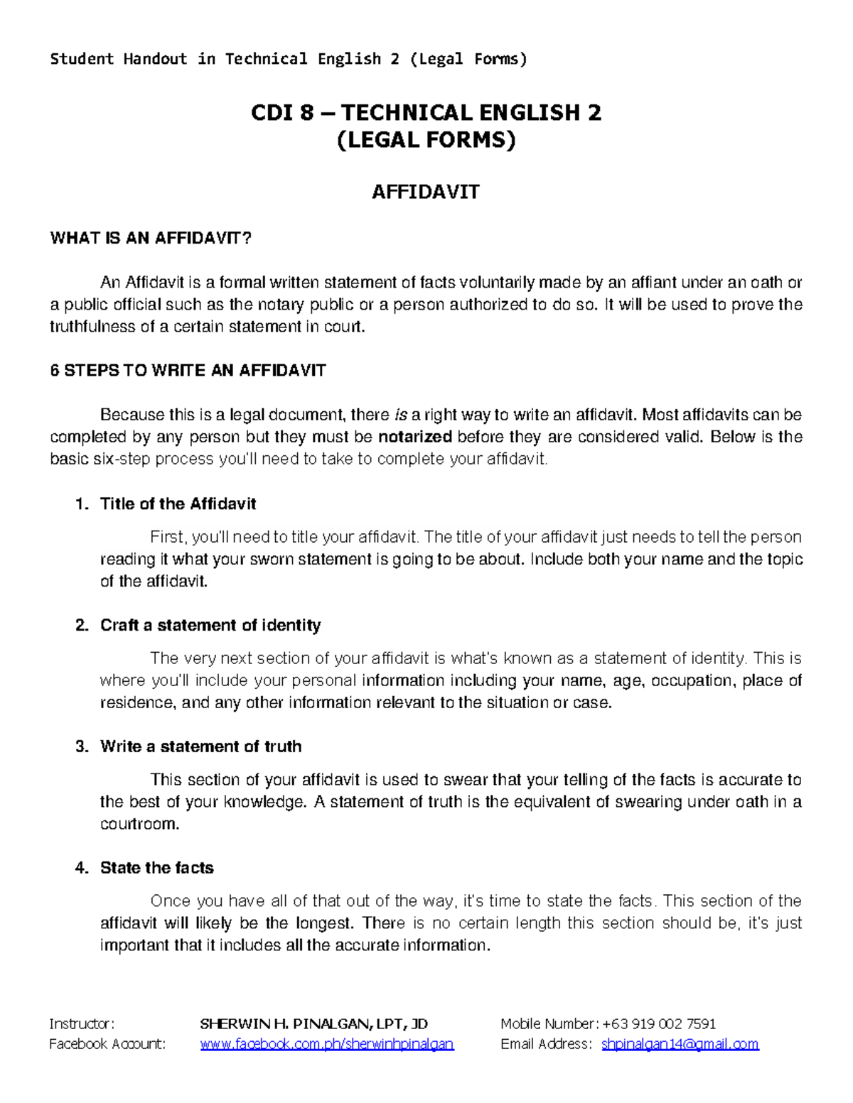 Ilide - An affidavit is a formal written statement made under oath. It ...