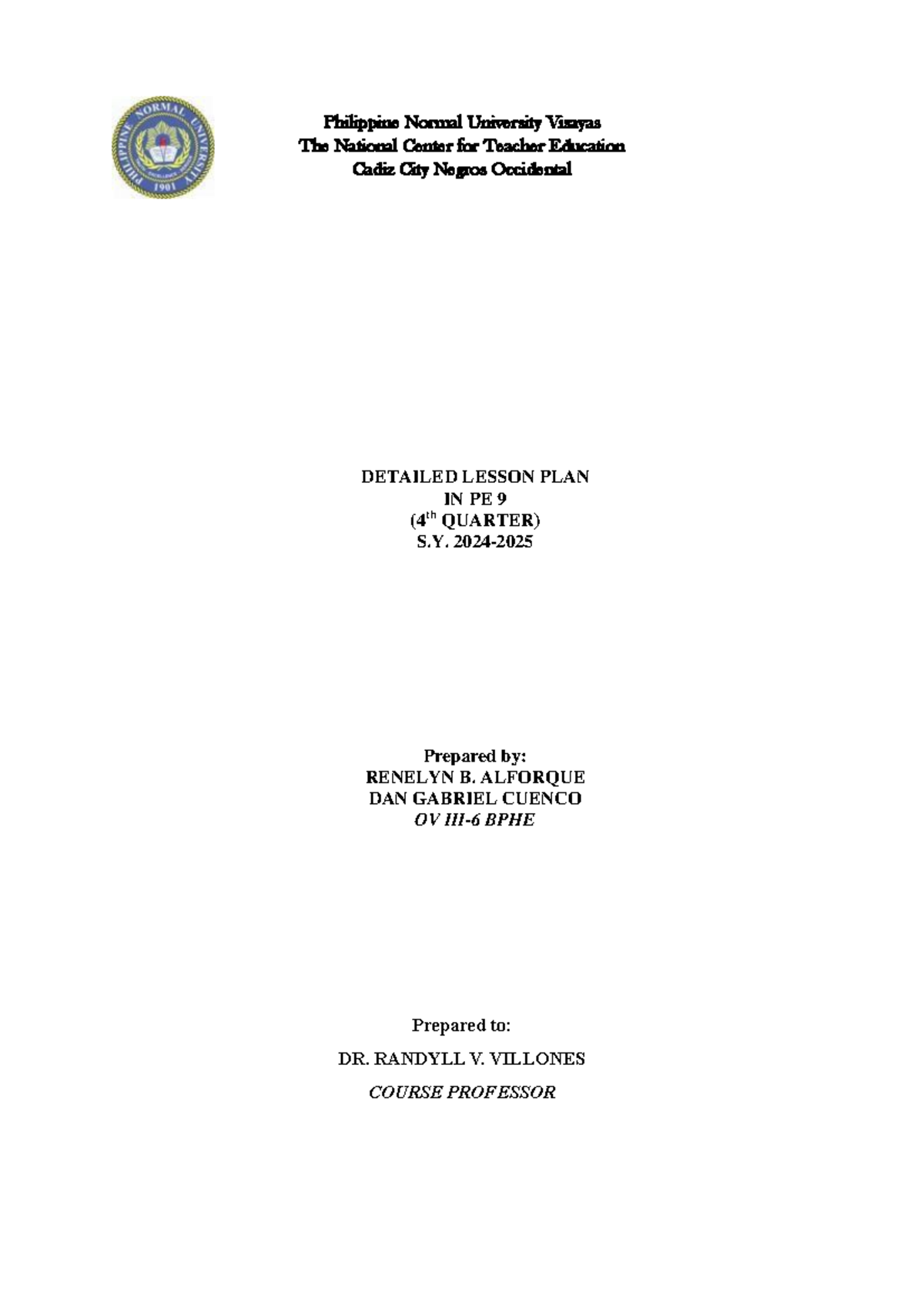 PE 9 Detailed Lesson Plan: Indoor & Outdoor Active Recreation (4th Qtr ...