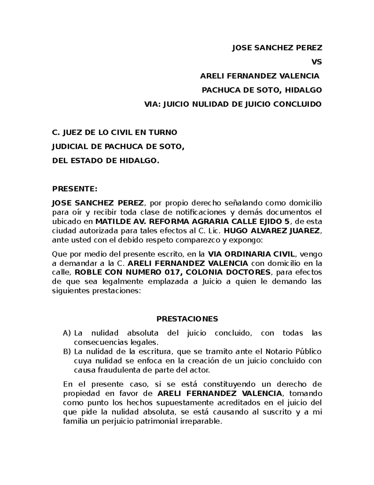 Demanda De Medio Preparatorio A Juicio Mercantil - C. JUEZ DE PRIMERA ...