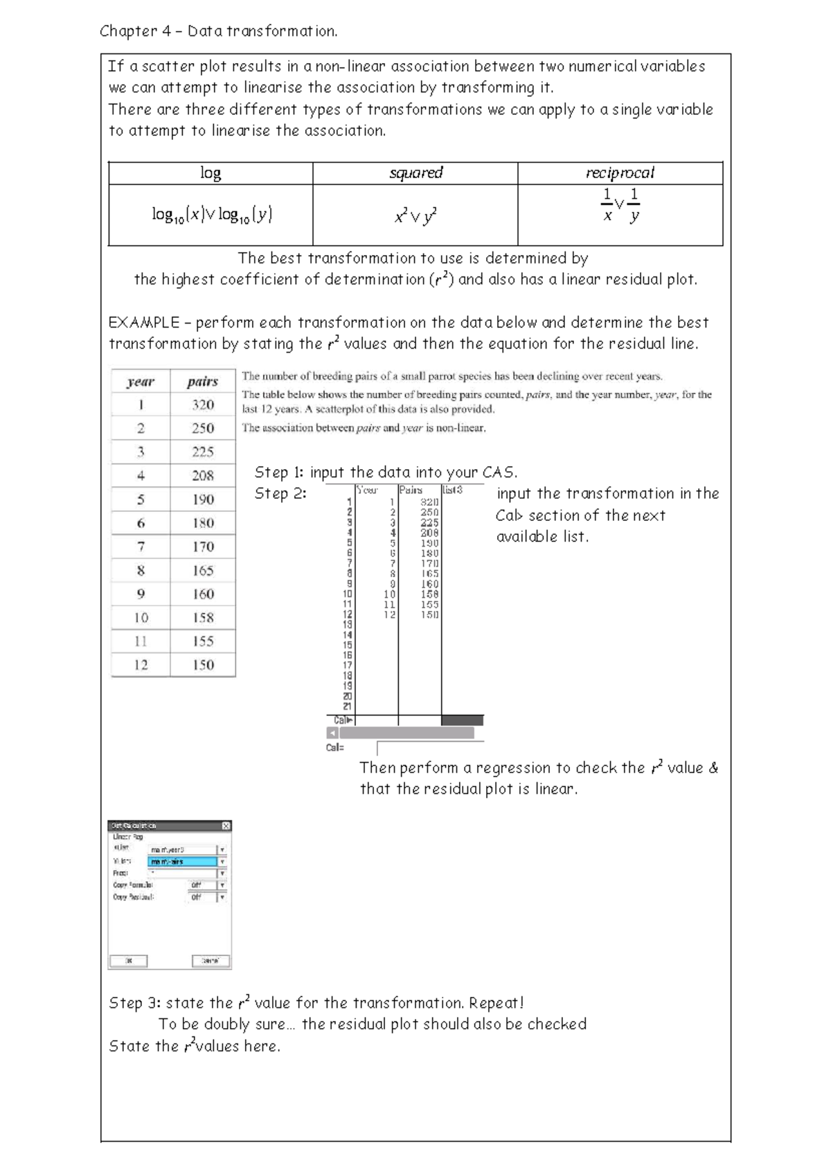 Chapter 4 Notes: Data Transformation Techniques and Analysis - Studocu