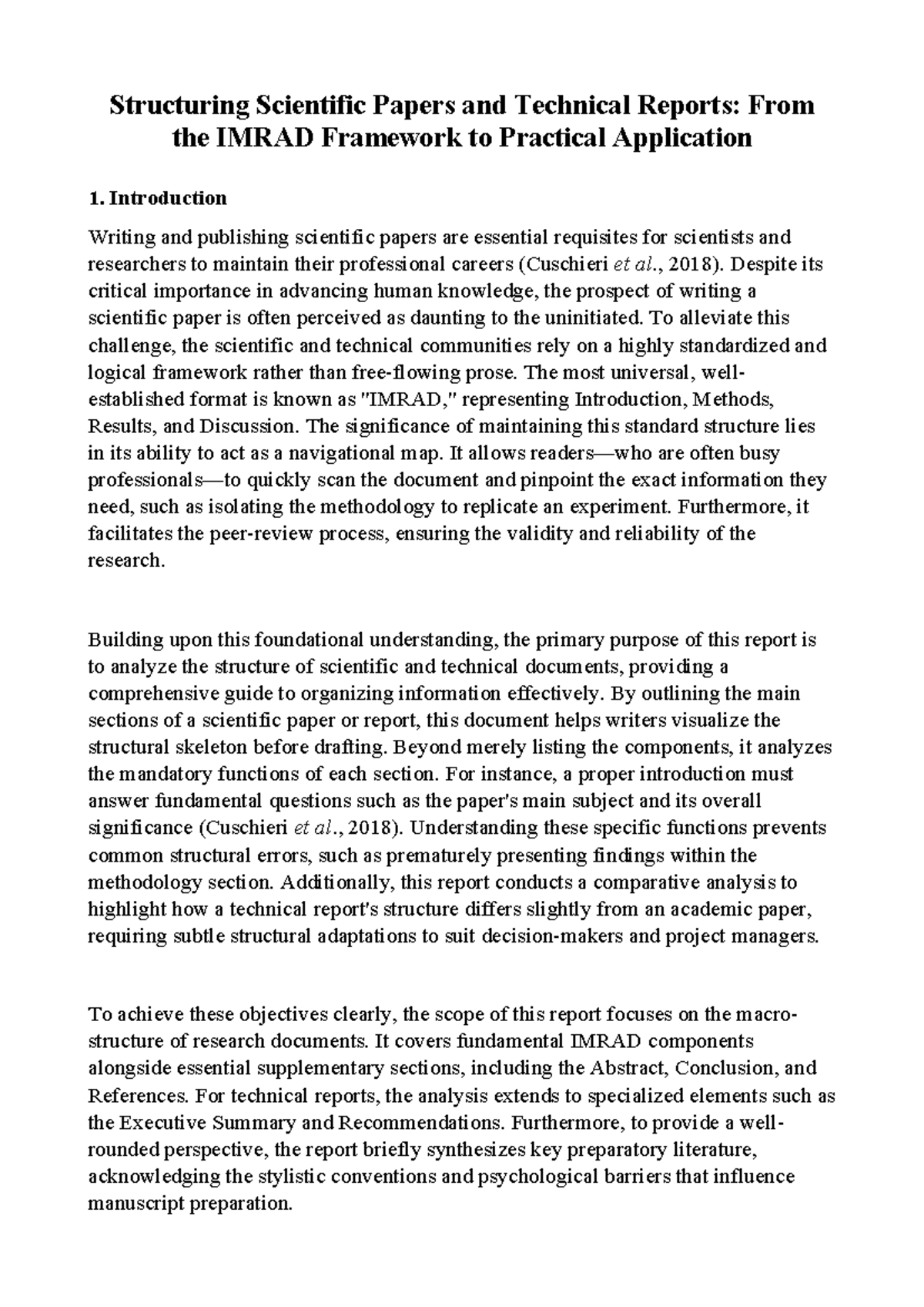 Technical Report: Structuring Scientific Papers Using the IMRAD ...