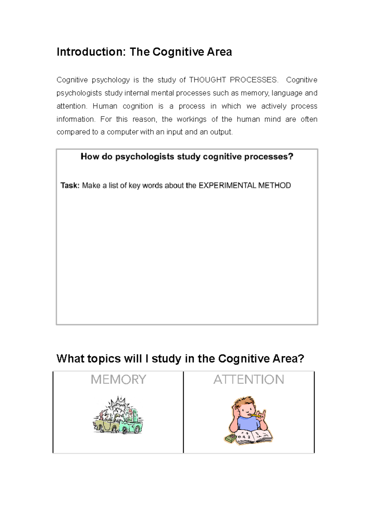 Memory Study Booklet - Year 1 OCR A Level Cognitive Psychology Insights ...