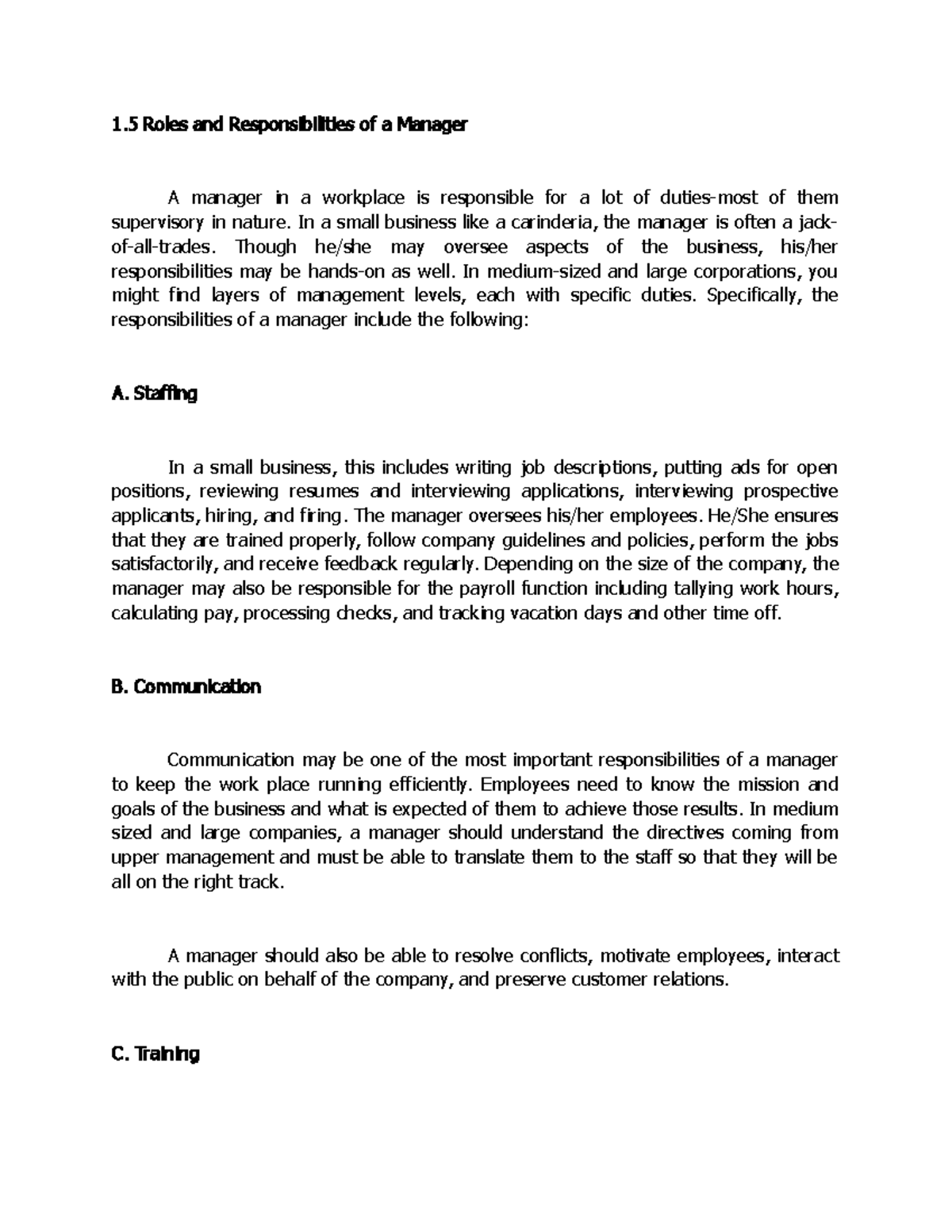 1.5 Key Managerial Roles & Responsibilities for Effective Business ...