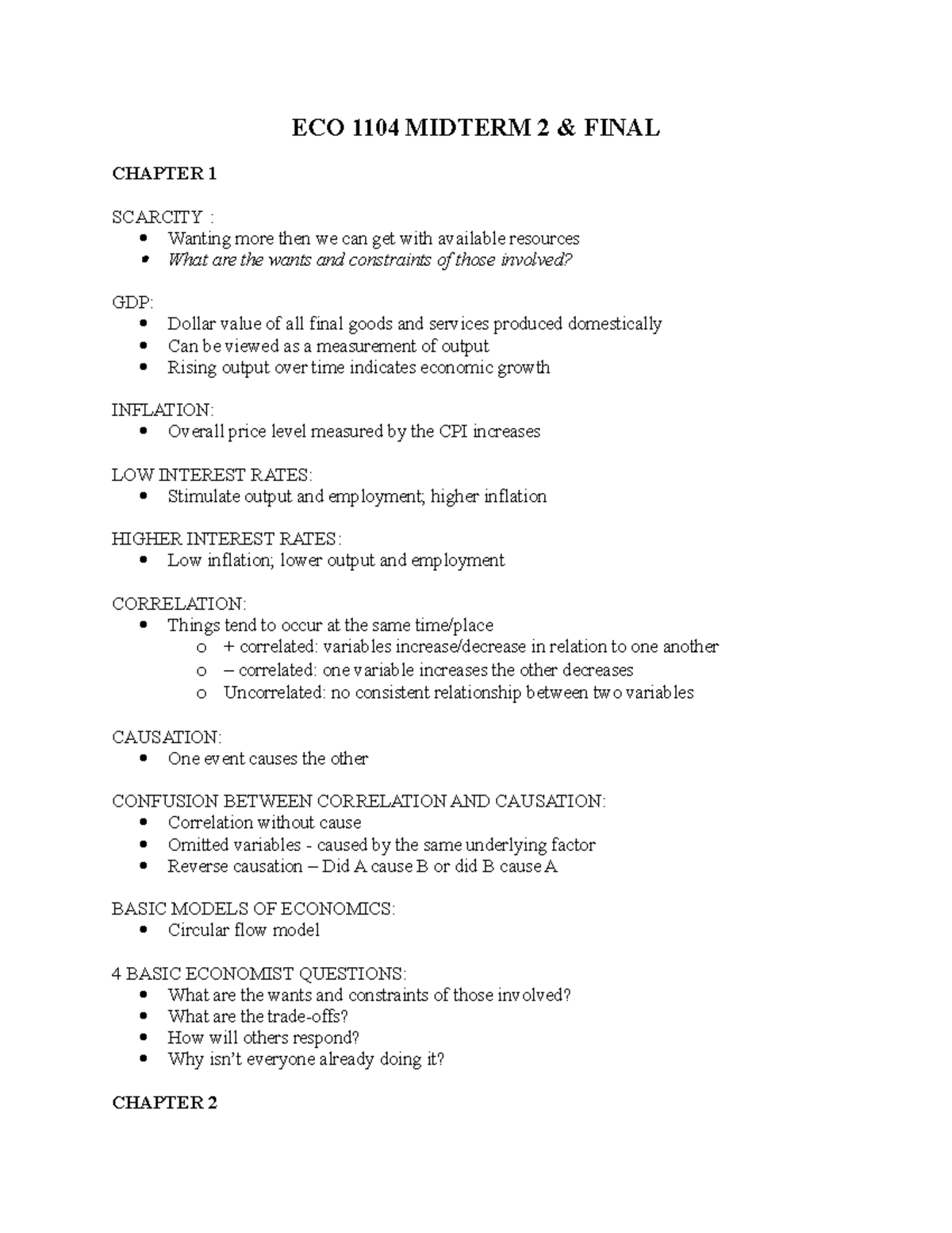 ECO 1104 Final Exam Notes: Key Concepts & Theories in Economics - Studocu