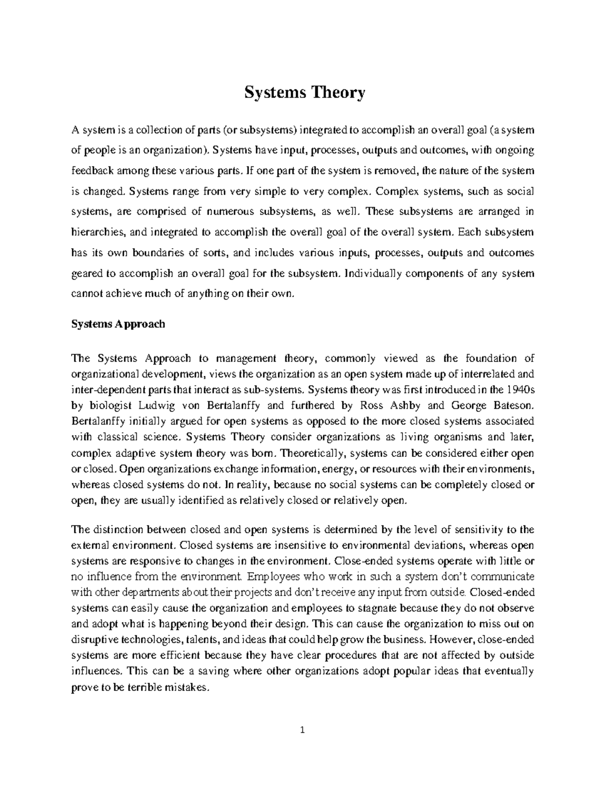 Organizations as Open Systems: Understanding Systems Theory - Studocu