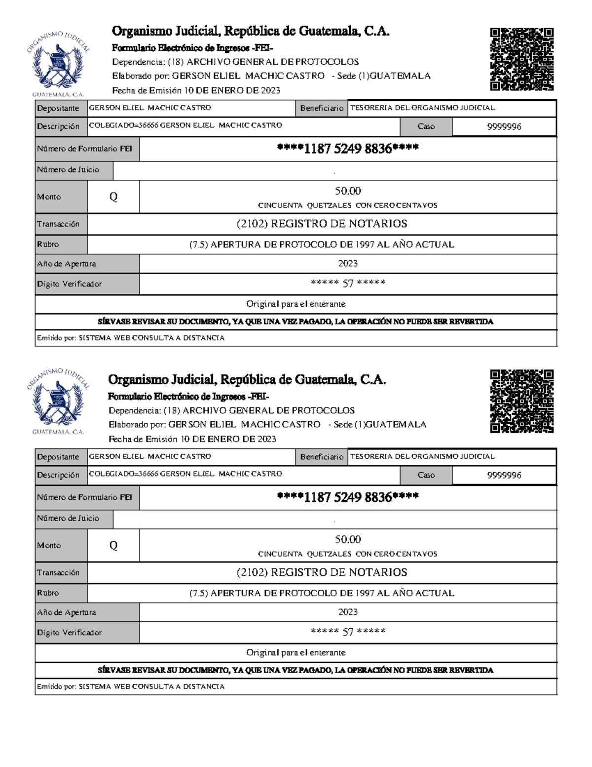 Formulario Electrónico de Ingresos - FEI - Organismo Judicial - Studocu