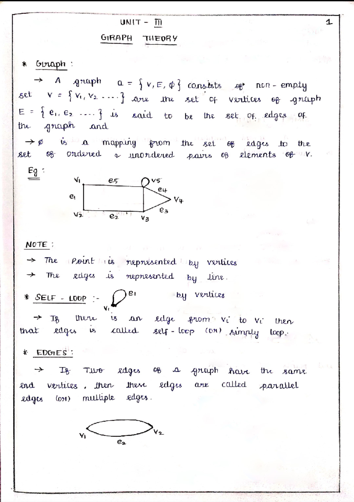 DM (Unit - 3) - Graph Theory Concepts and Theorems Notes - Studocu