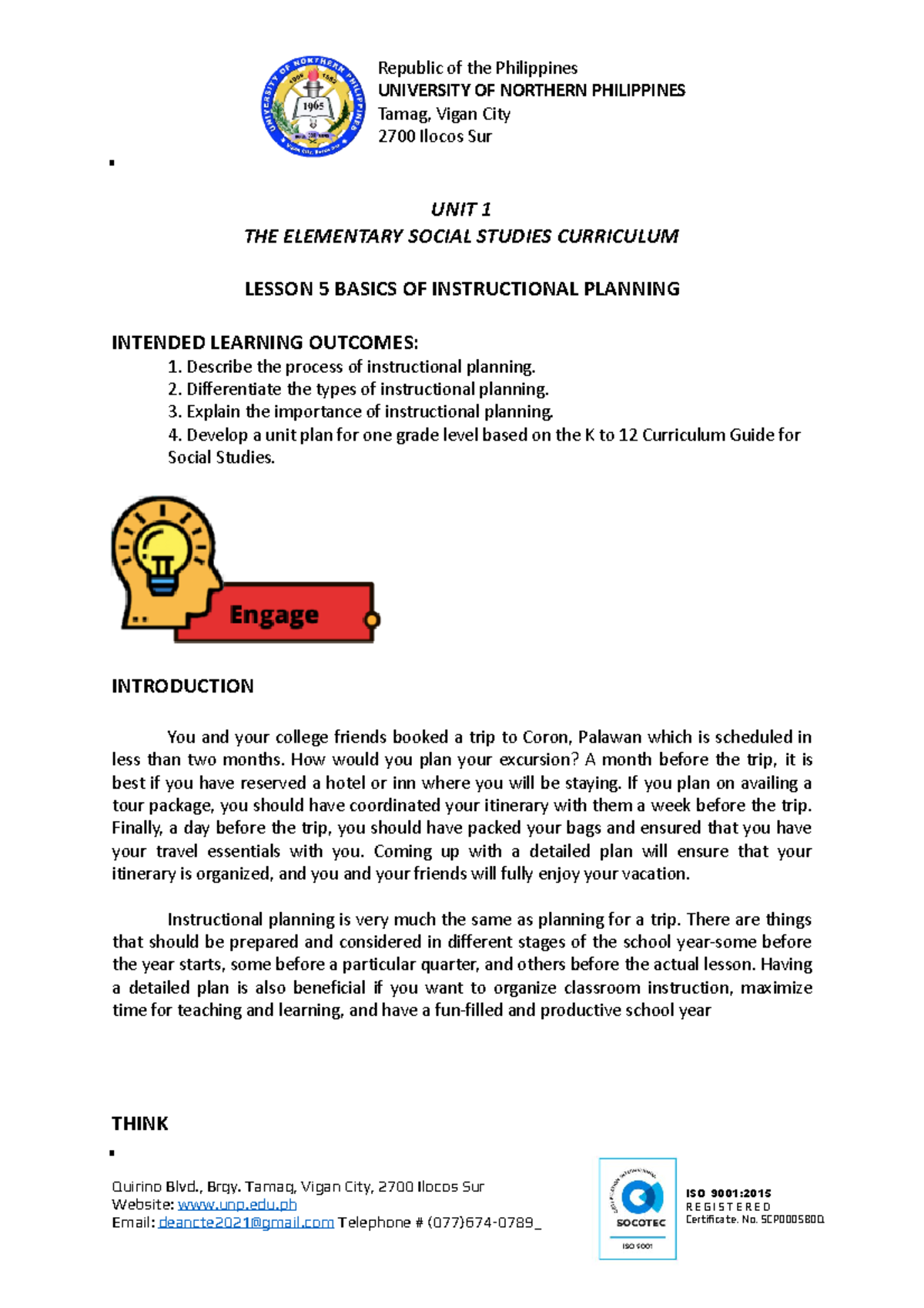  lesson 5 basics of instructional planning iso 9001 r e g i s t e r