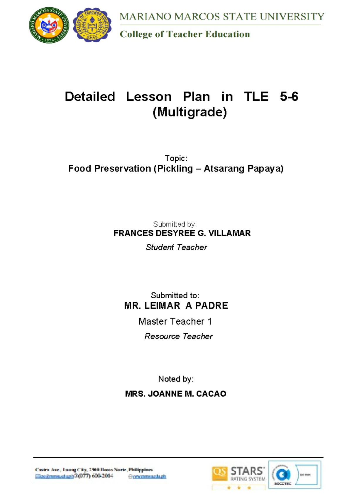 Detailed Lesson Plan in TLE (Multigrade): Food Preservation Techniques ...