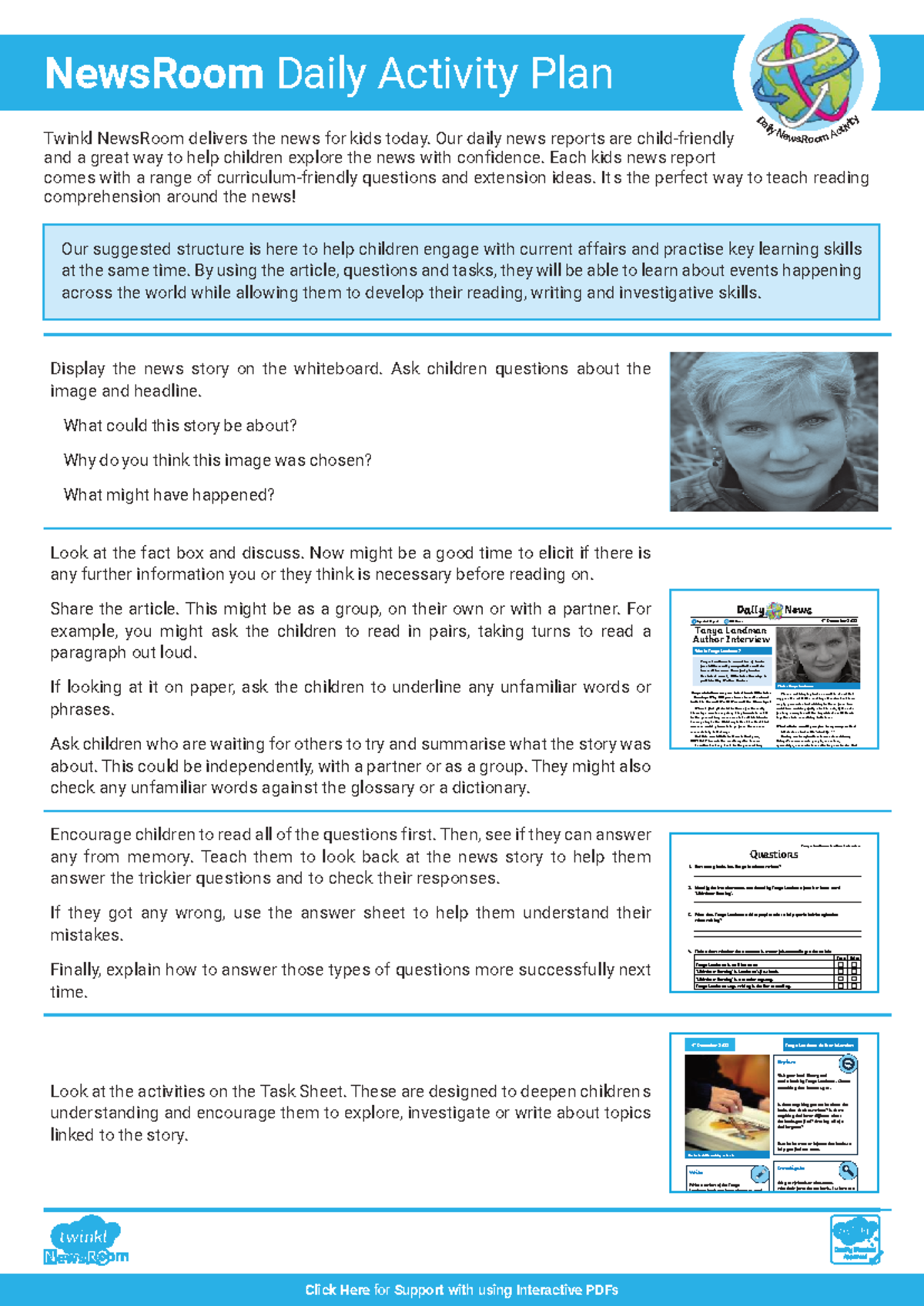 Tanya Landman Author Interview Guidance - NewsRoom Daily Activity Plan ...