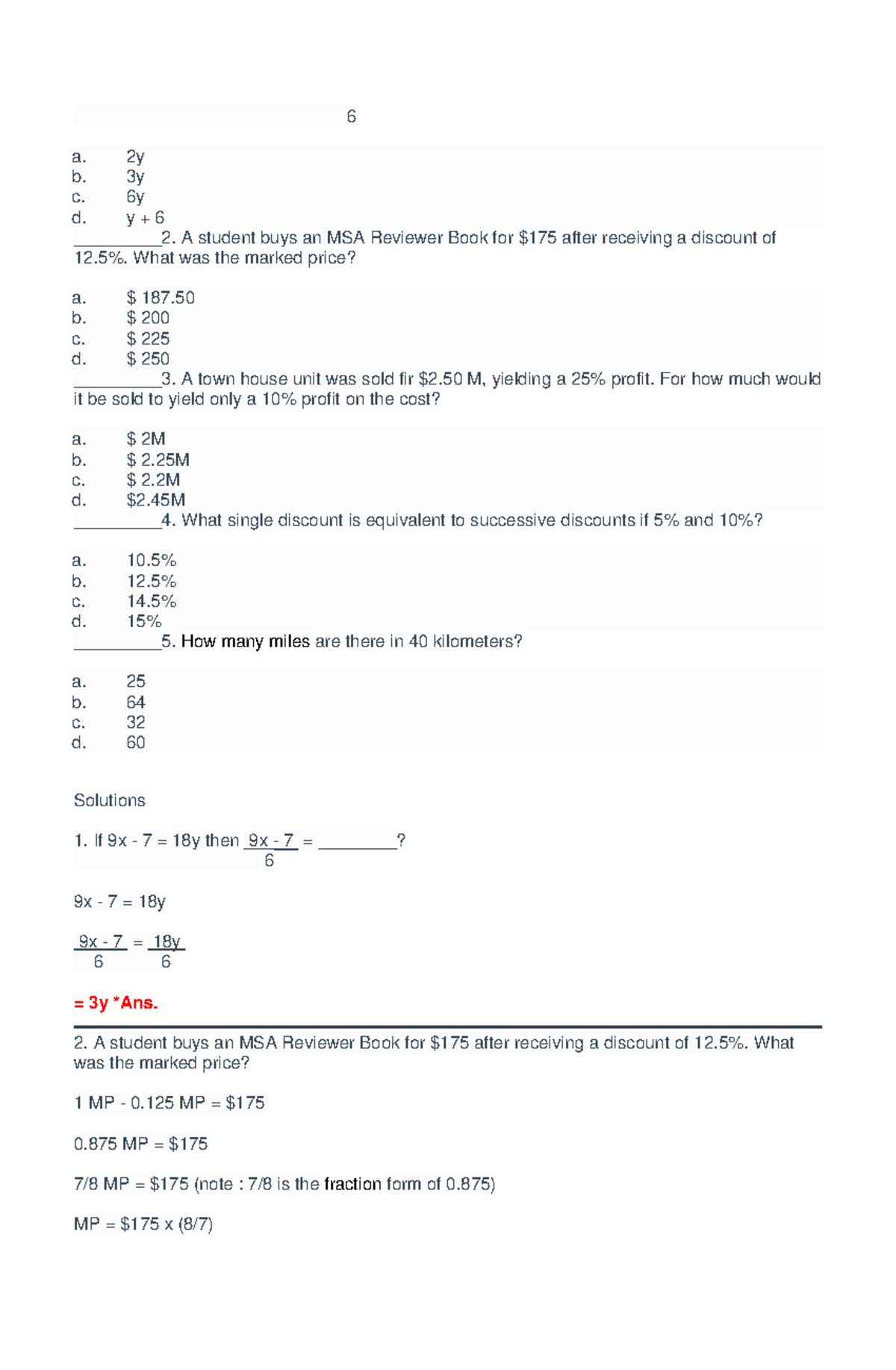 Math Reviewer for Civil Service Exam 3: Problem Solving Techniques ...