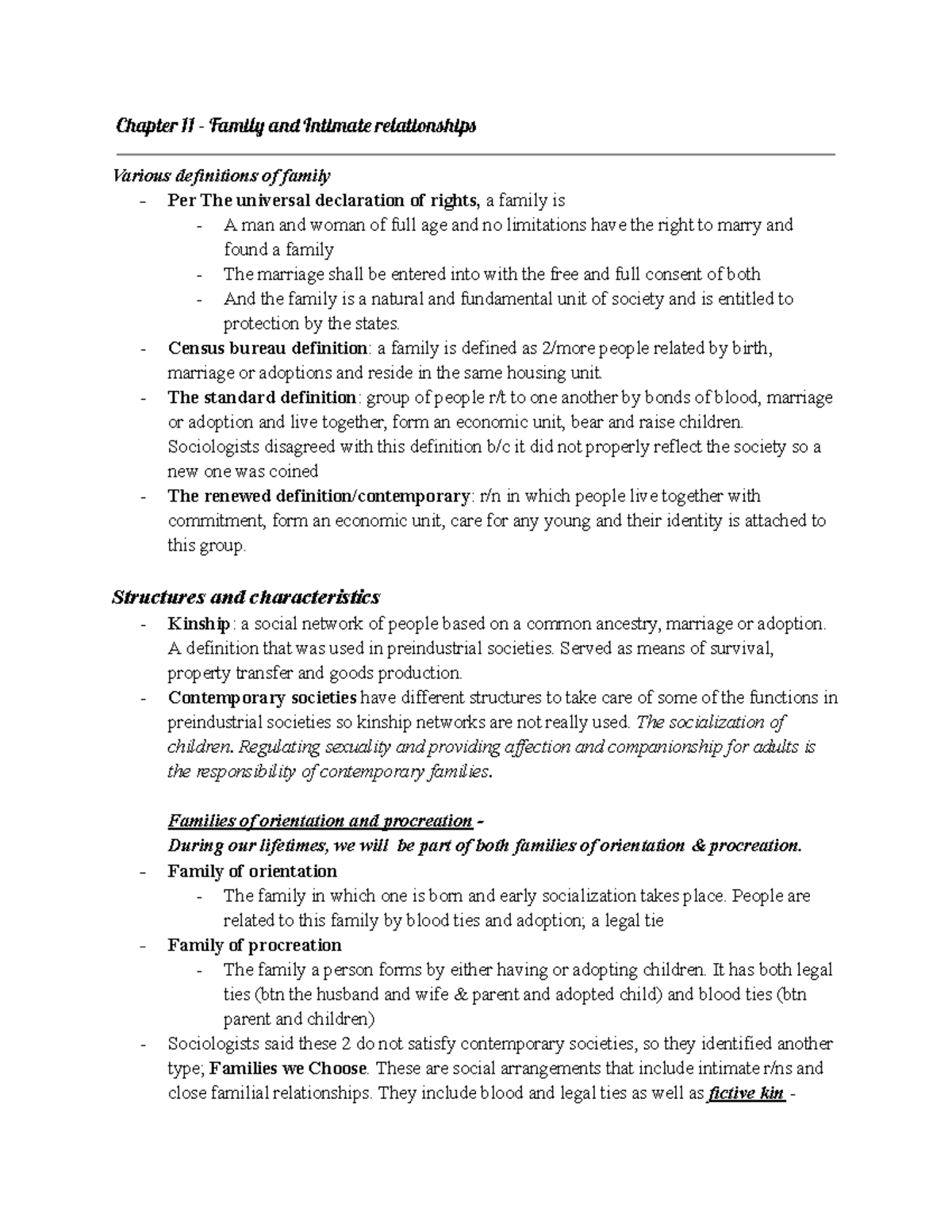 CHAPTER 11 & 12 NOTES - FAMILY AND EDUCATION IN SOCIETY - Studocu