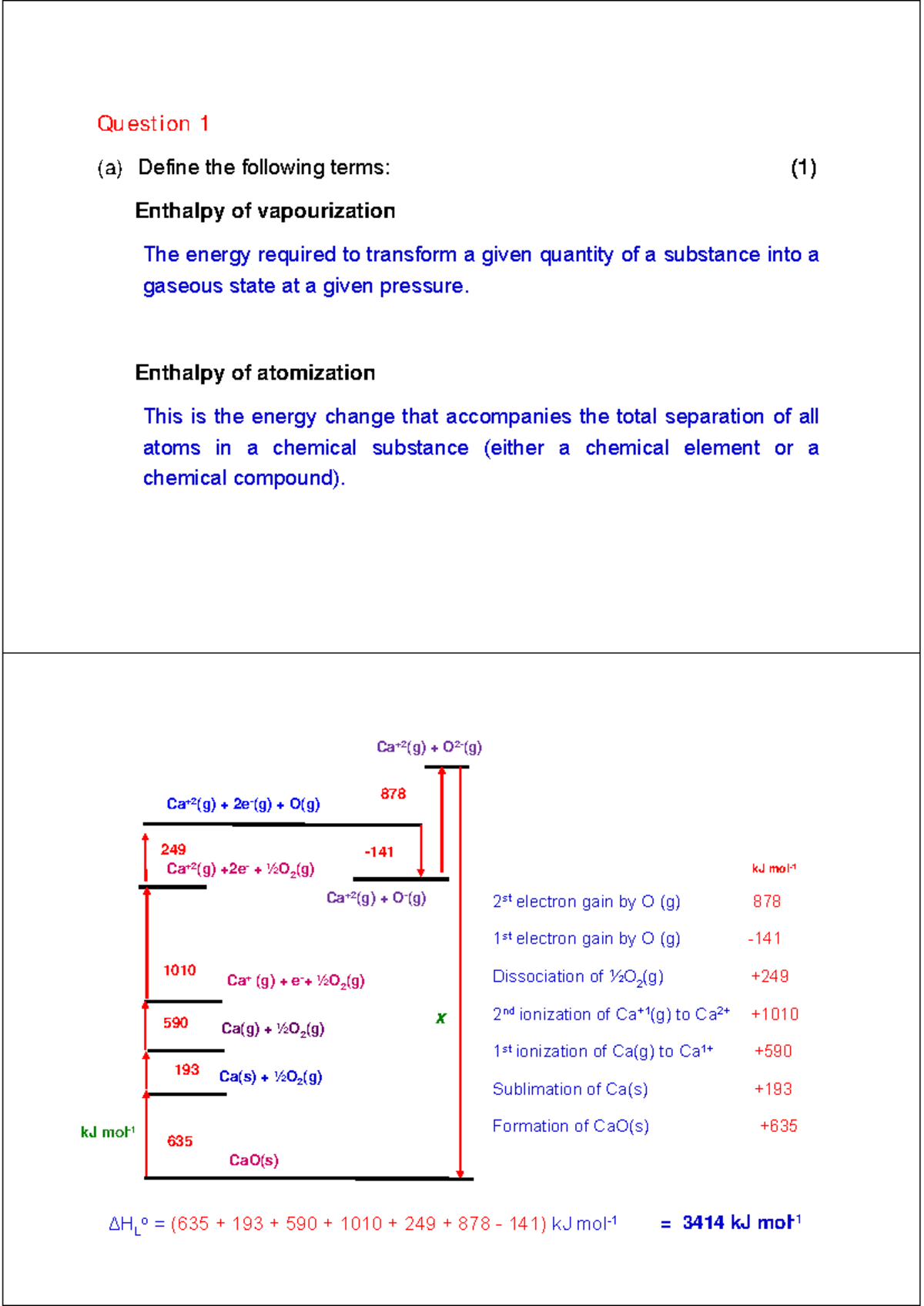 Class TEST 2 '12 Solutions: Enthalpy, Metallurgy, and Ionic Structures ...