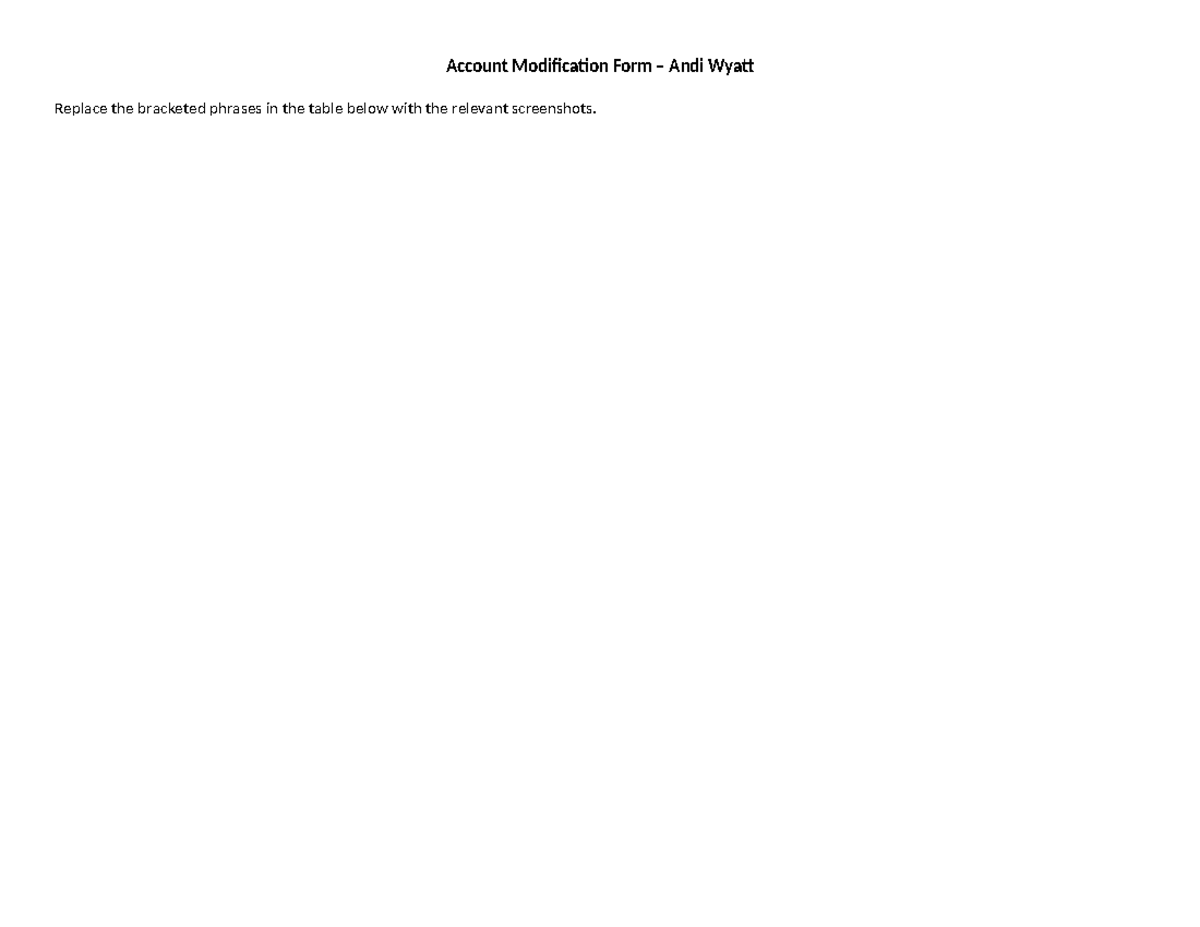 Account Modification Form: Access Changes & Approvals - Studocu