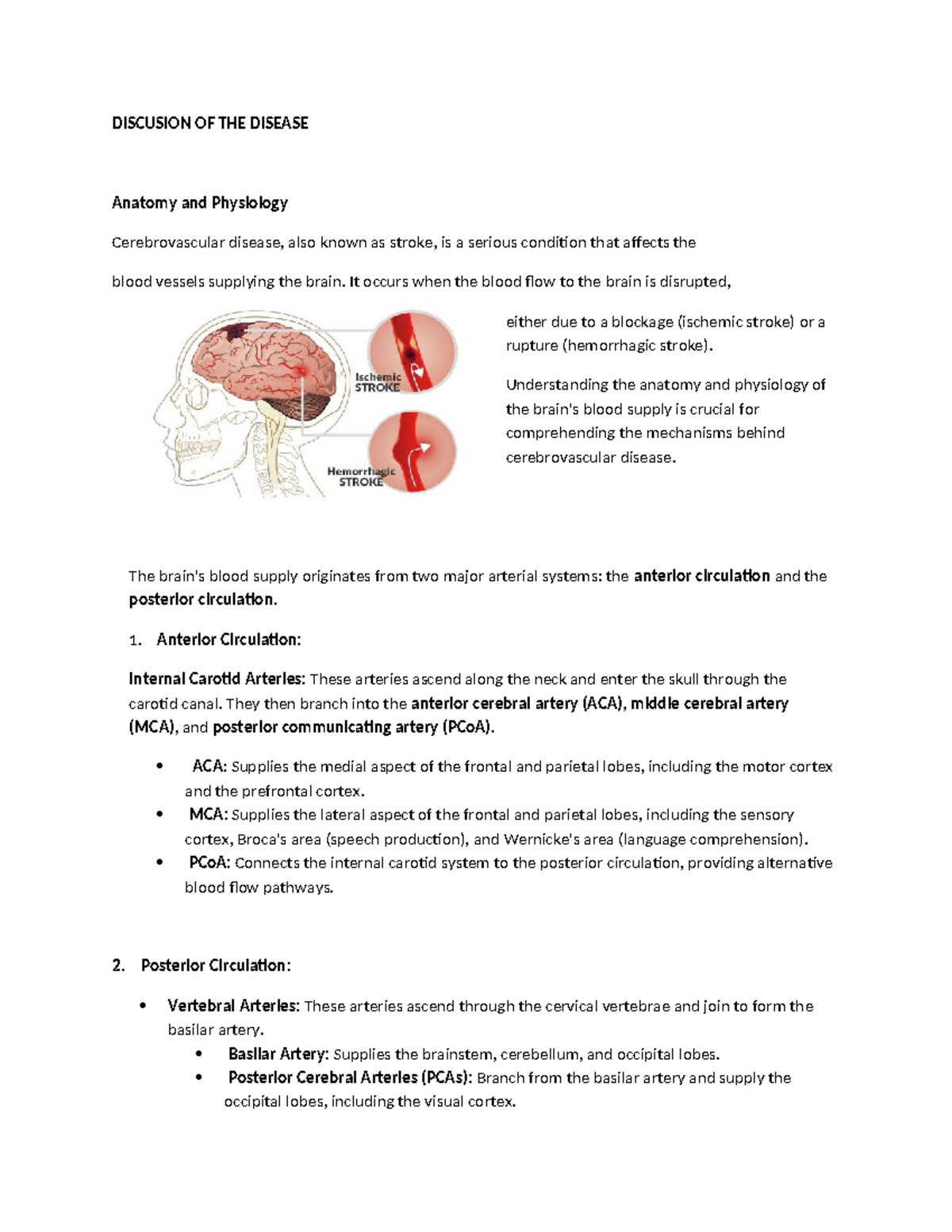 CVA Anatomy & Physiology: Understanding Cerebrovascular Disease - Studocu