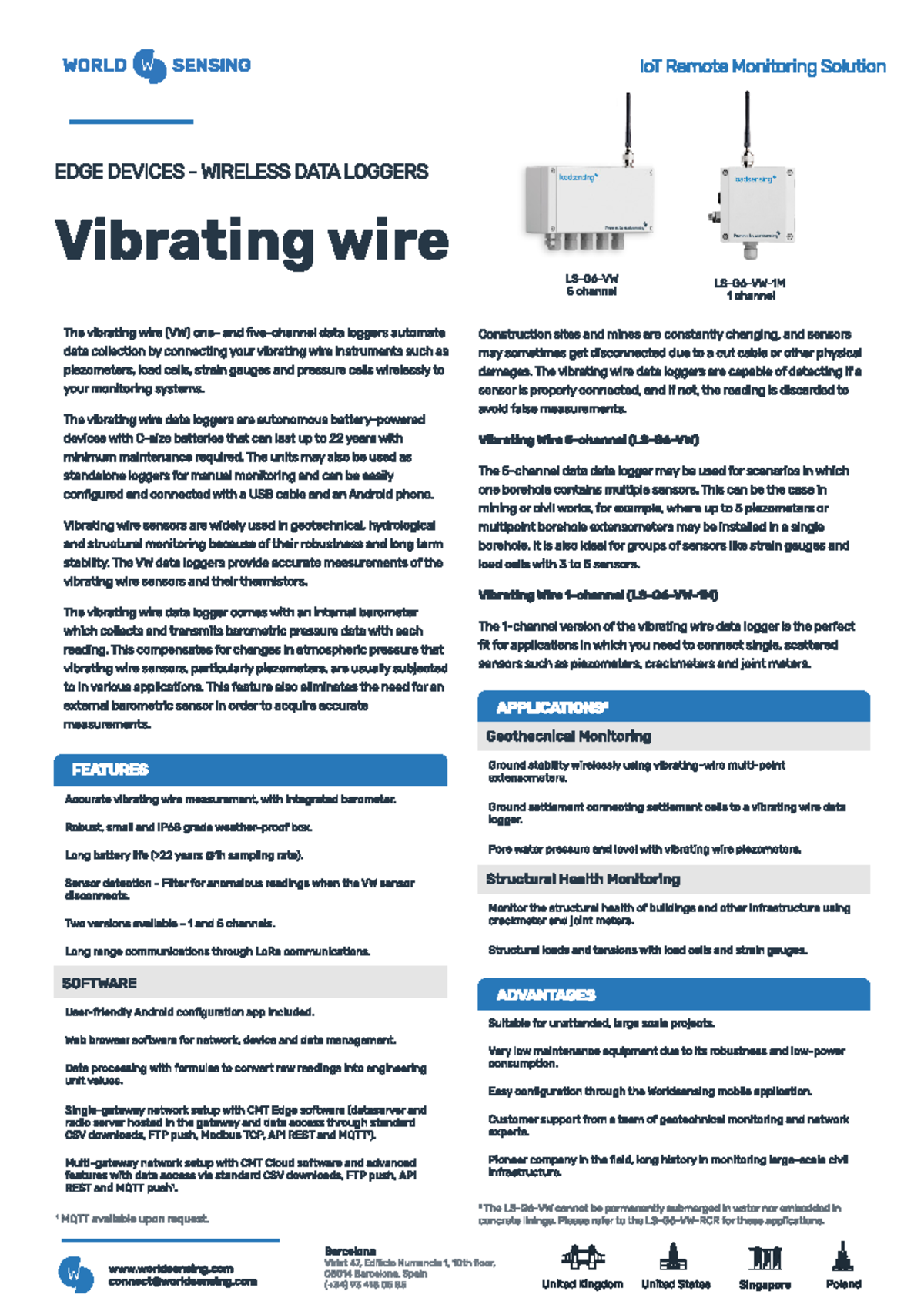 20230809 Datasheet Vibrating Wire EN - 1 MQTT available upon request ...