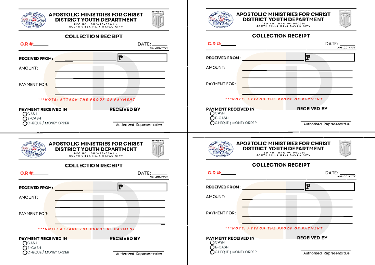 NYD X CD Collection and Acknowledgement Receipt Forms - Studocu