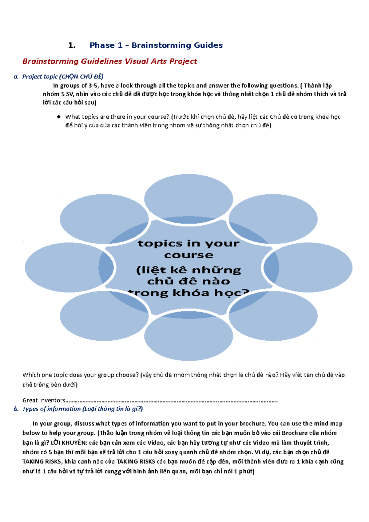 Phase 1 - Visual Arts Project Brainstorming Guidelines - Studocu