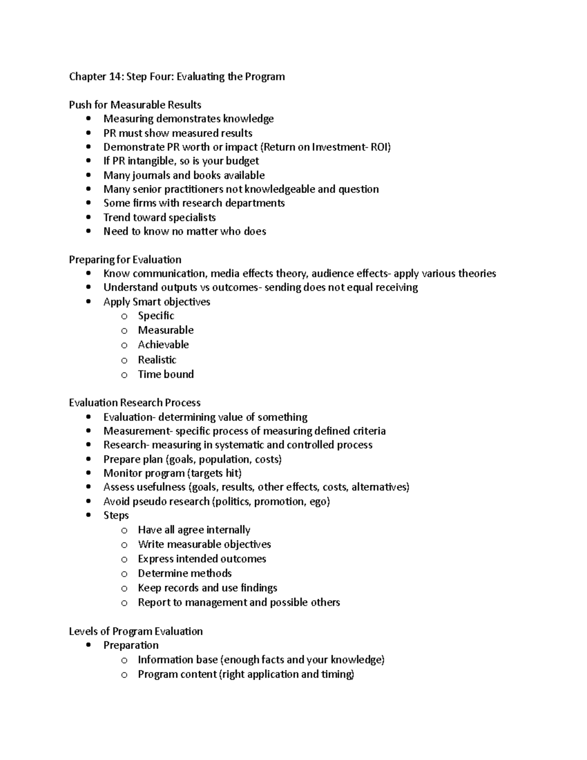 Chapter 14 - Evaluating the Program: Key Notes and Insights - Studocu