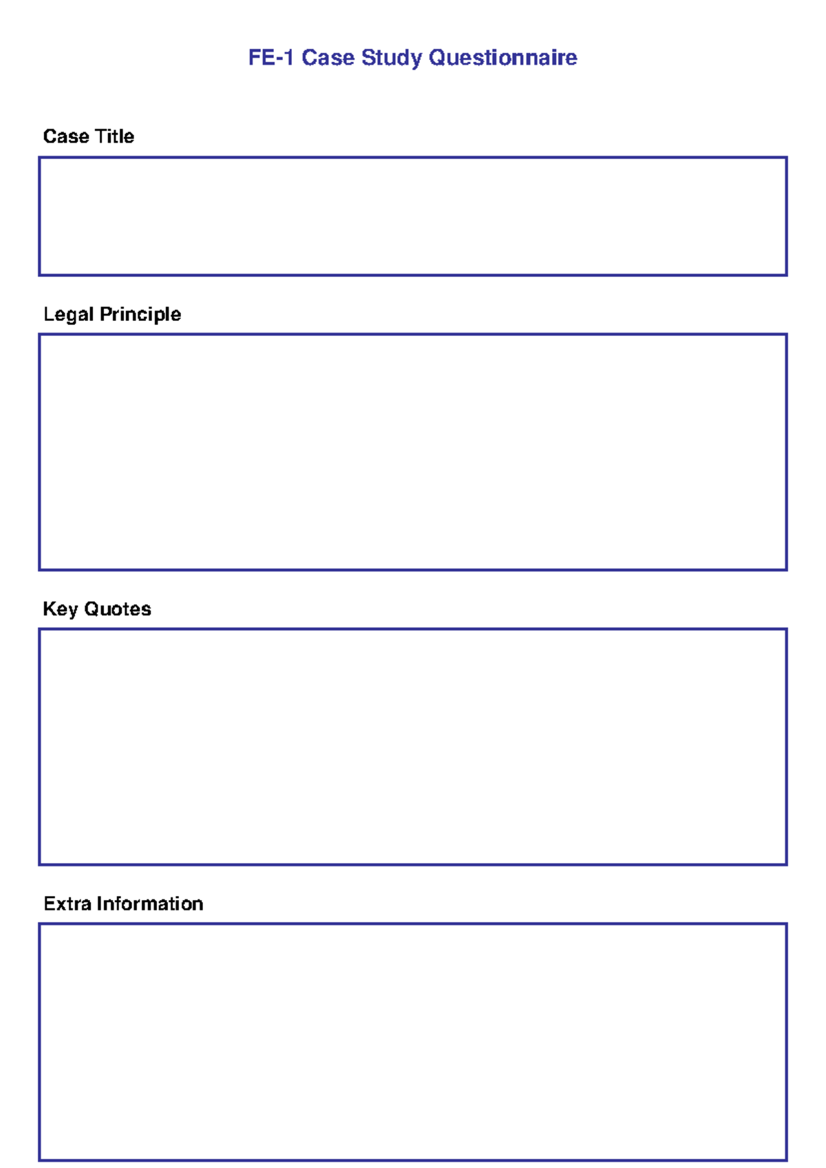 Styled FE1 Case Study Questionnaire - Core Legal Skills - Case Title FE ...