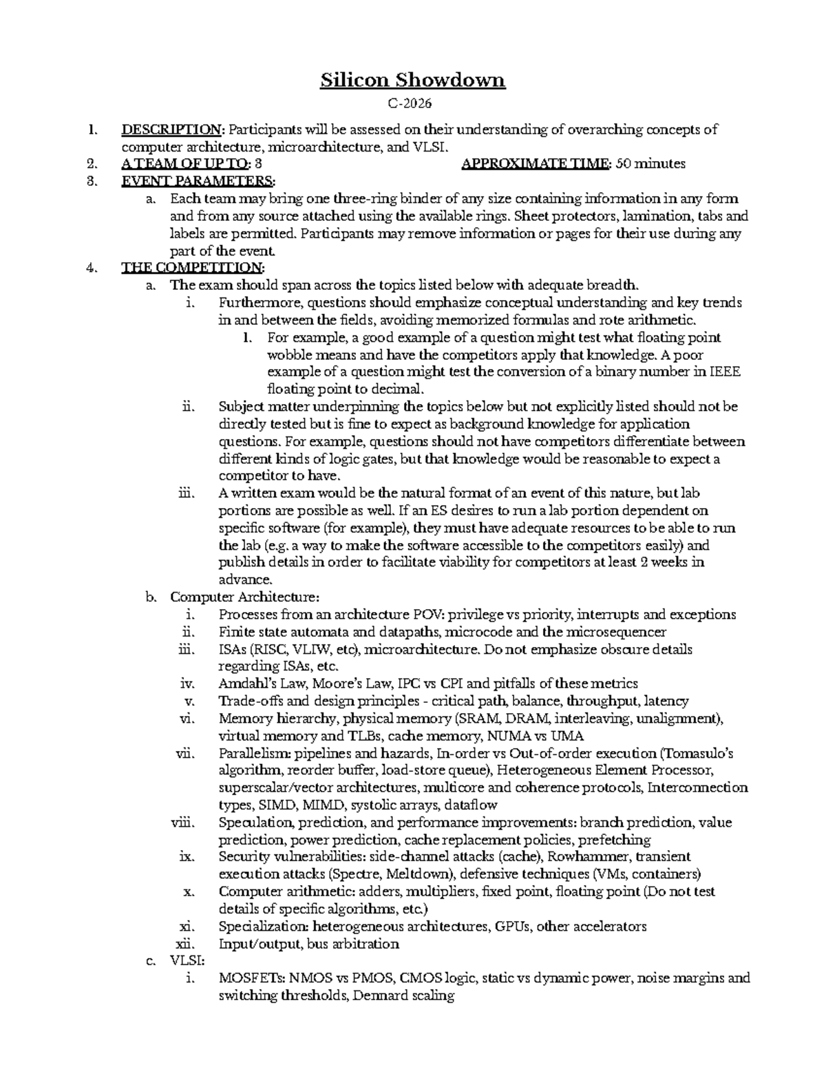 Silicon Showdown Competition Rules & Sample Questions C-2026 - Studocu