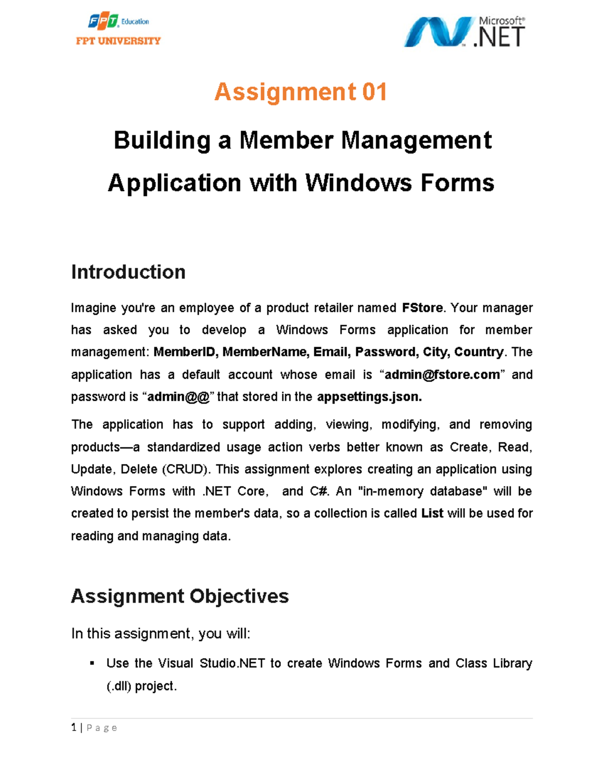 Assignment 01 Member Management - Assignment 01 Building a Member ...