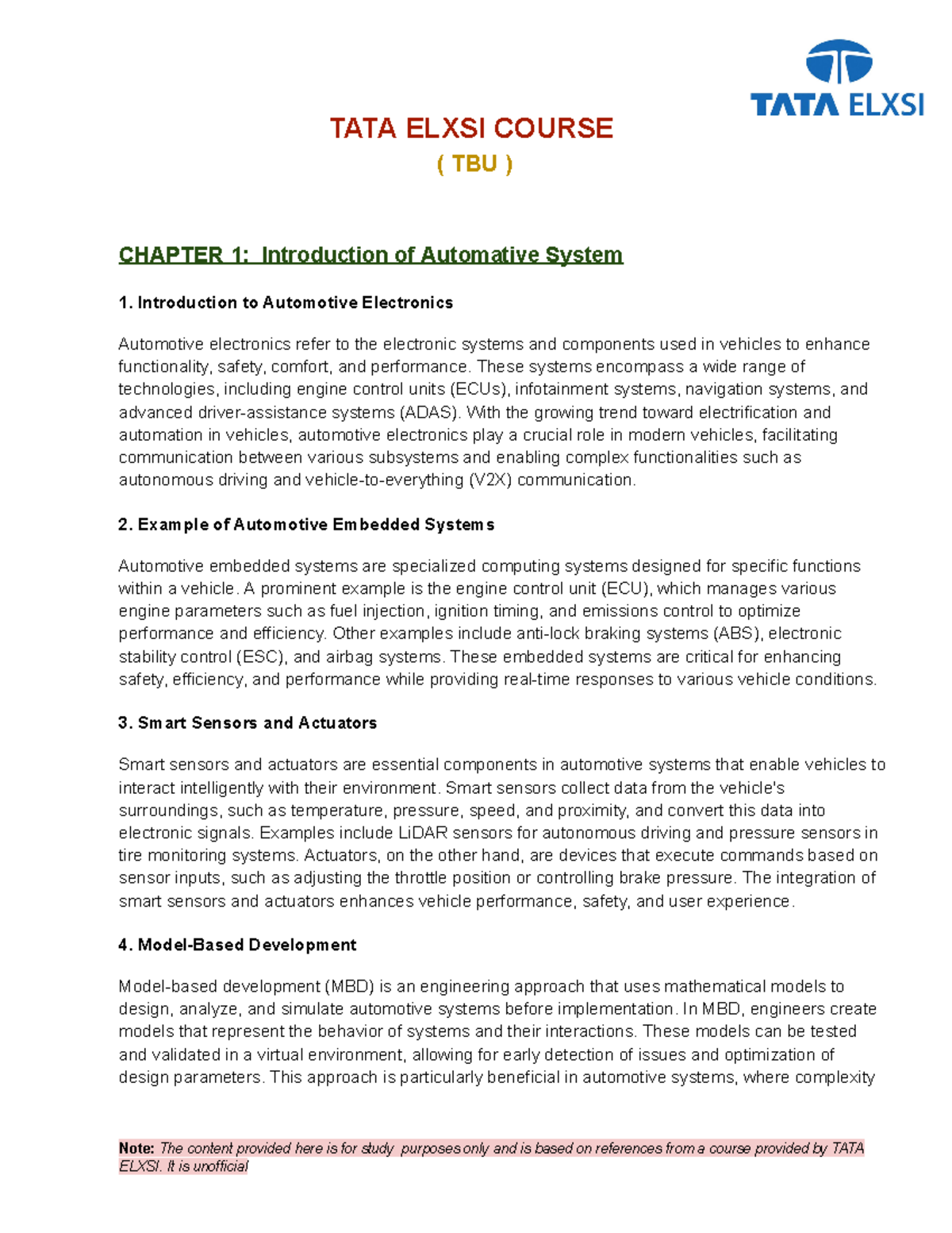 TATA Elxsi (TBU) - Automotive Systems Overview and Chapter Insights ...