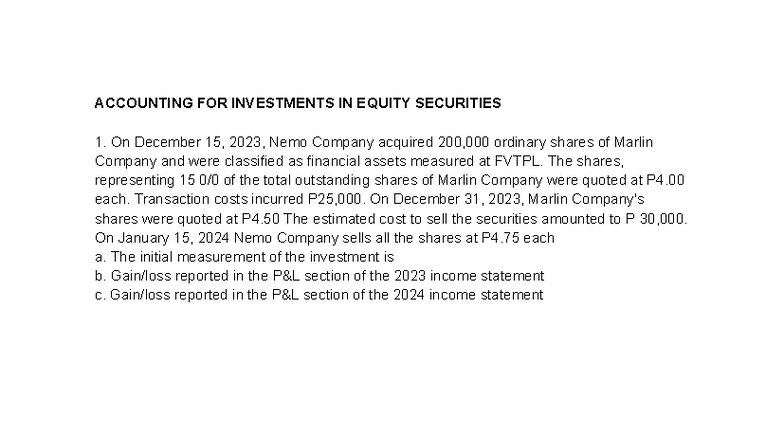 ACCOUNTING 101: INVESTMENTS IN EQUITY SECURITIES OVERVIEW - Studocu