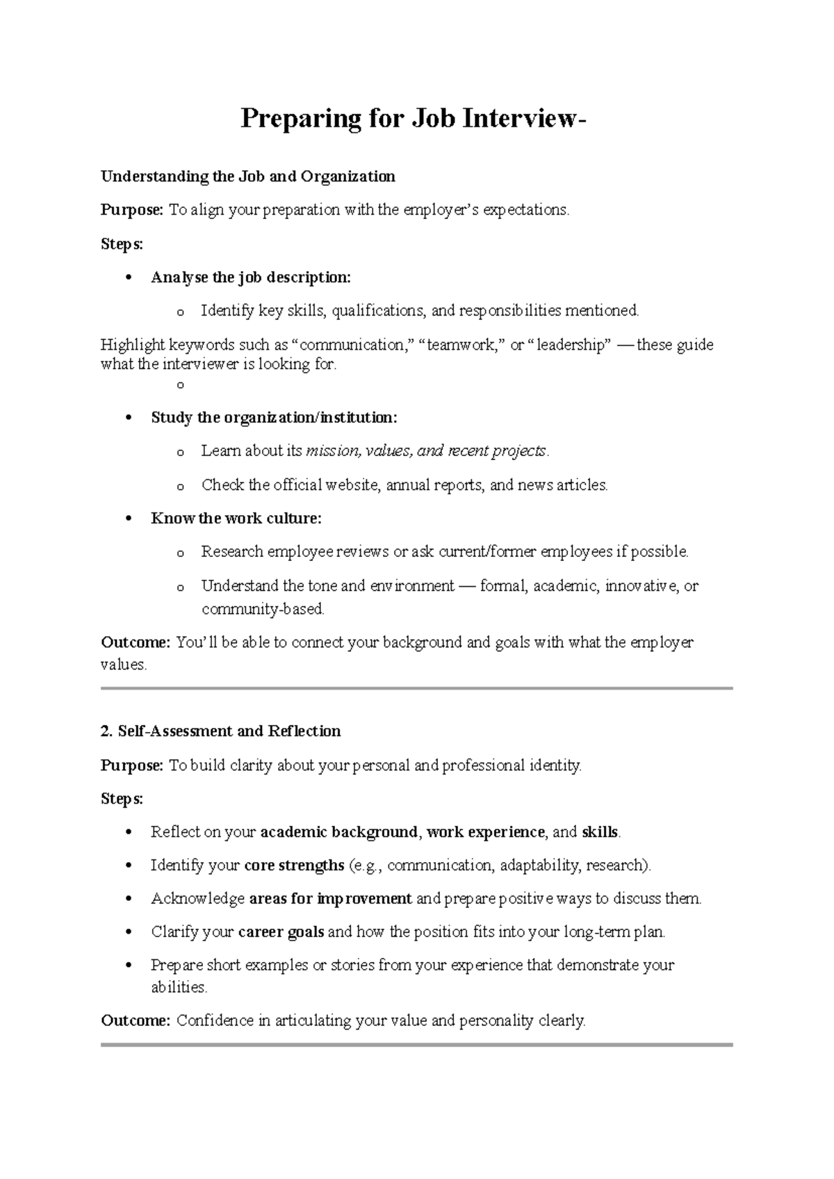 Job Interview Prep Guide: Aligning Skills & Confidence - Studocu