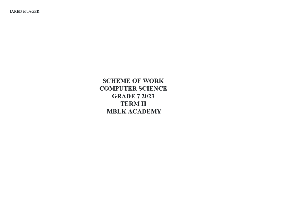 309189 Computer-Science Grade-7 Term-II - JARED McAGER SCHEME OF WORK ...