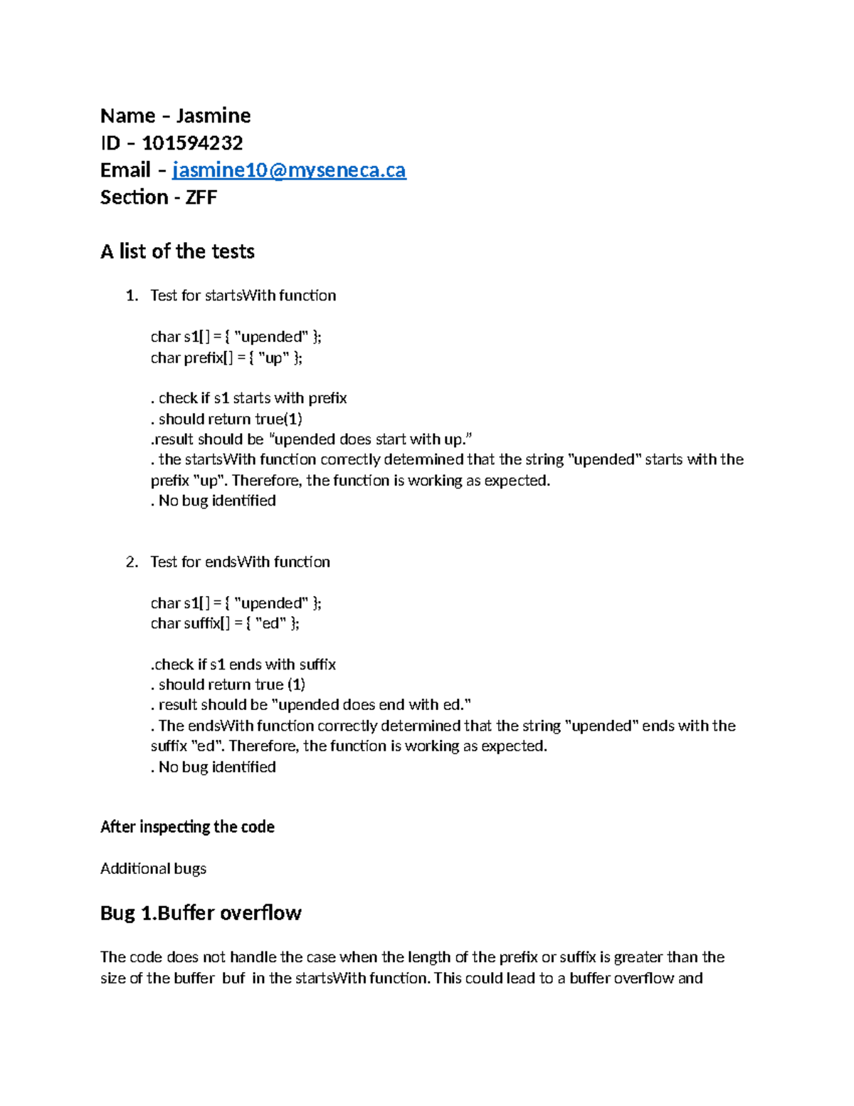 SFT W1 - This is workshop 1 of sft - Name – Jasmine ID – 101594232 ...