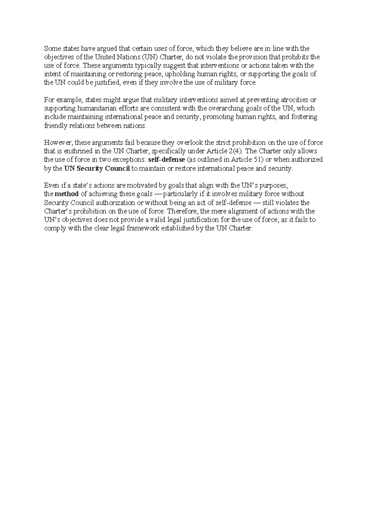 PIL Week 2: Justifications for Military Force and UN Charter Compliance ...
