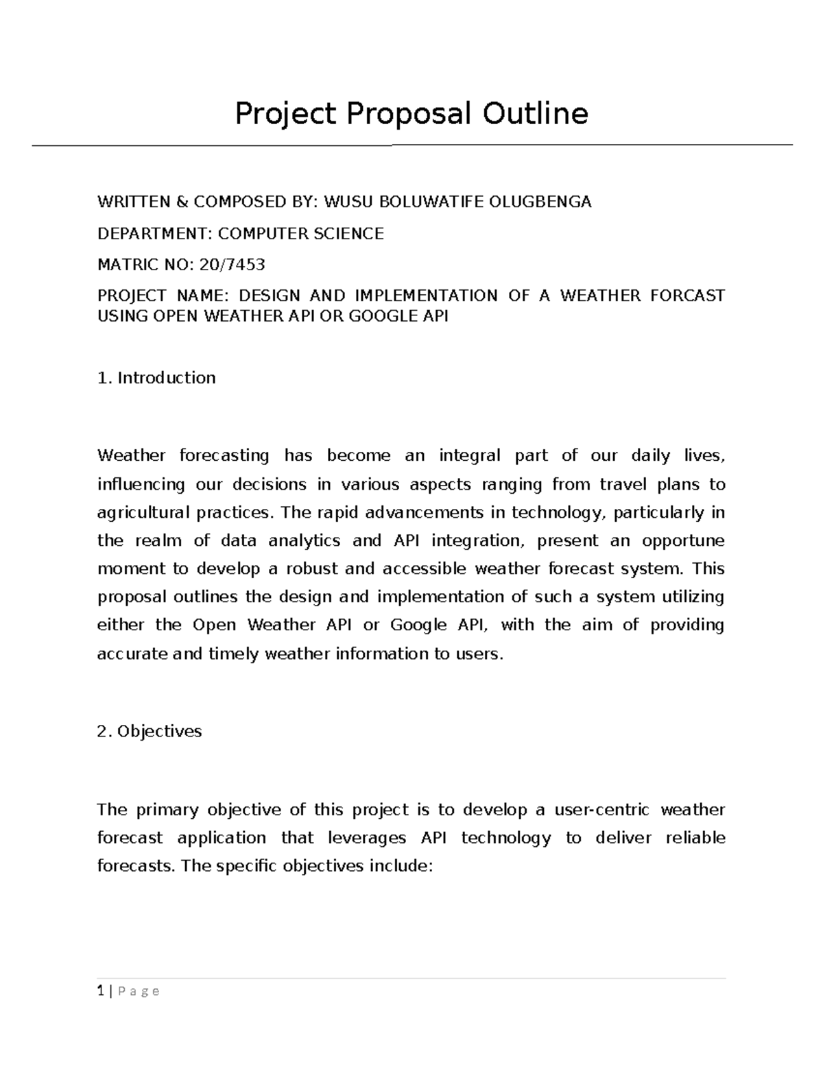 CS Project Proposal: Design & Implementation of a Weather Forecast App ...