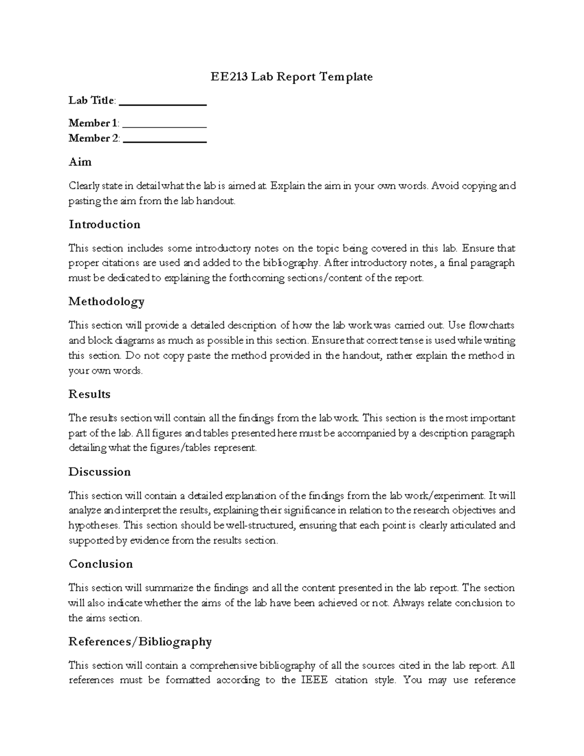 EE213 Lab Report Template: Structure and Guidelines for Submission ...