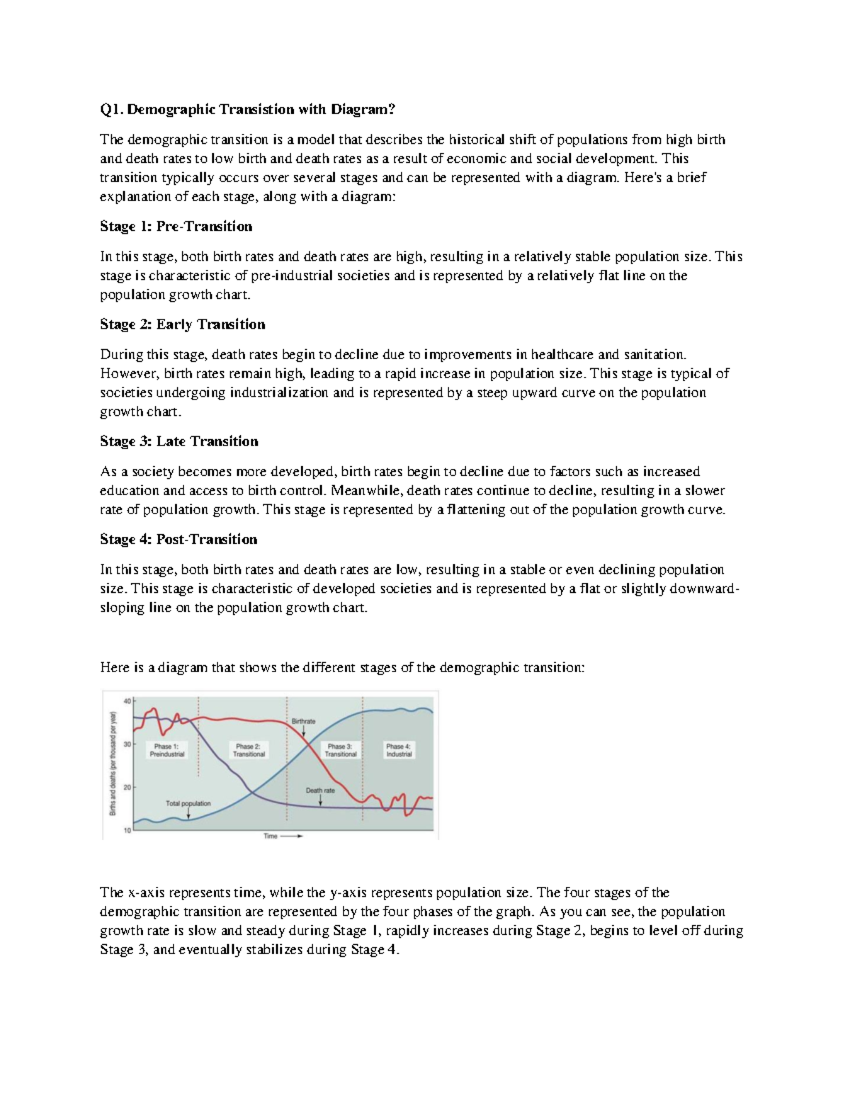 Q1. Demographic Transition Model Explained with Diagram - Studocu