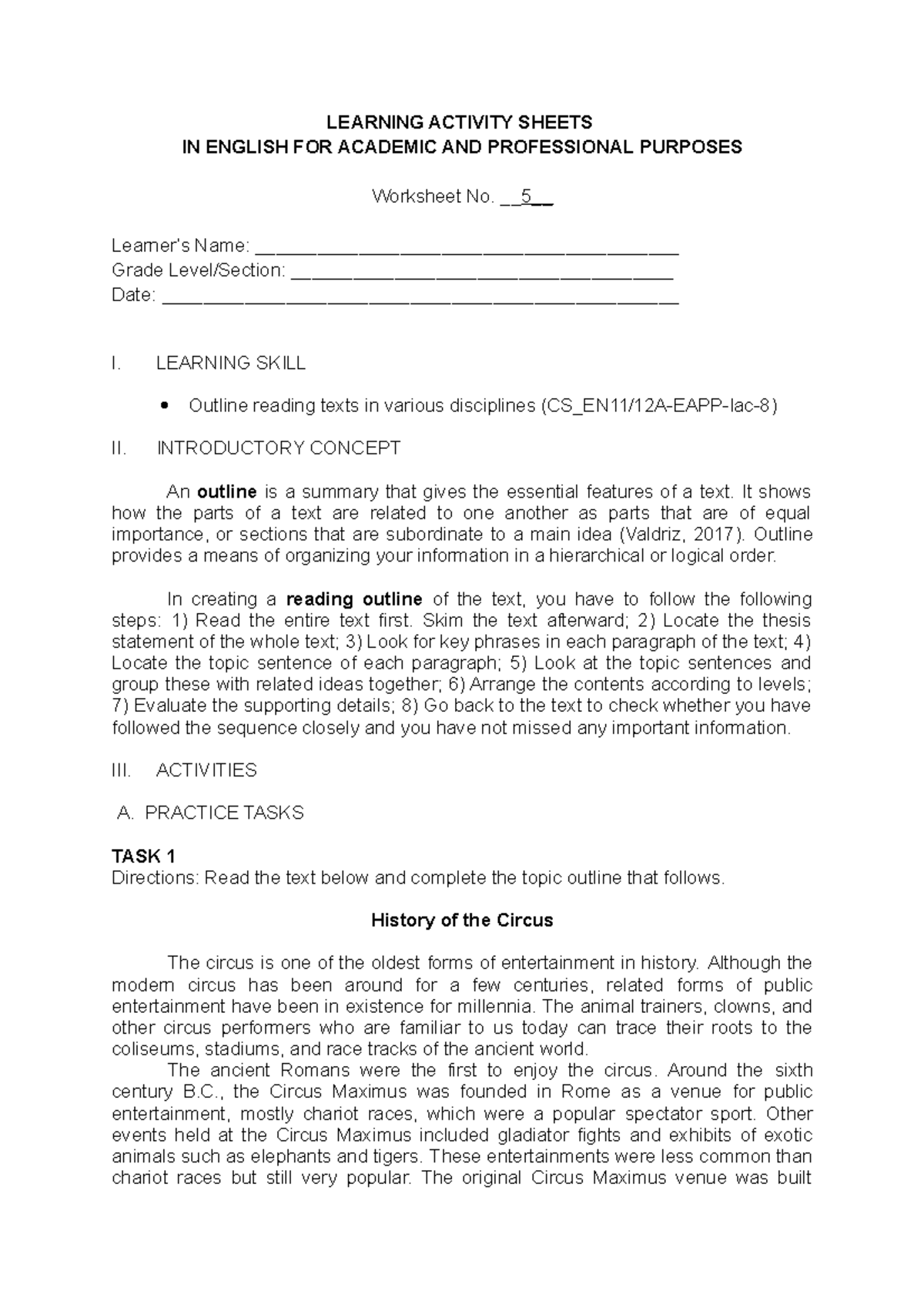Worksheet 5 - arhaehregserg - LEARNING ACTIVITY SHEETS IN ENGLISH FOR ...