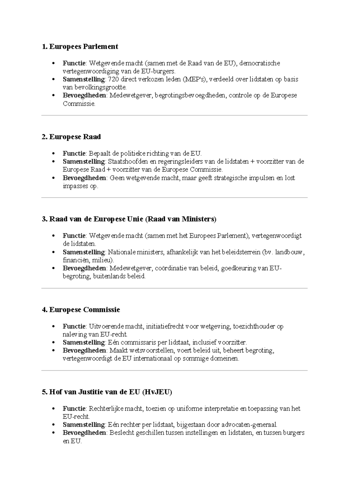 Samenvatting van de Samenstelling en Besluitvorming in de EU - Studocu