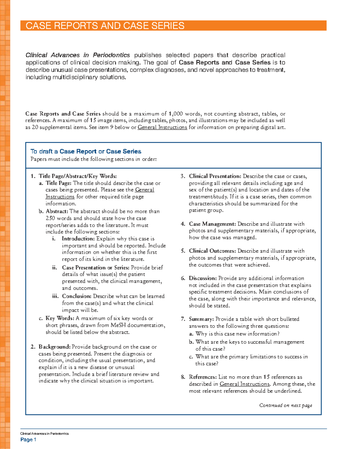 CAP Case Reports: Guidelines for Clinical Presentation and Management ...