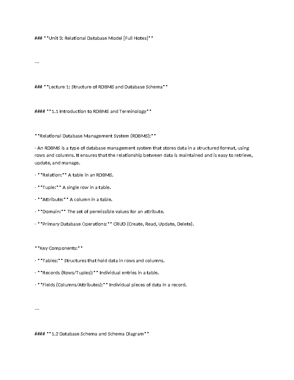Unit 3 - m knnbok - Unit 3: Relational Database Model [Full Notes ...