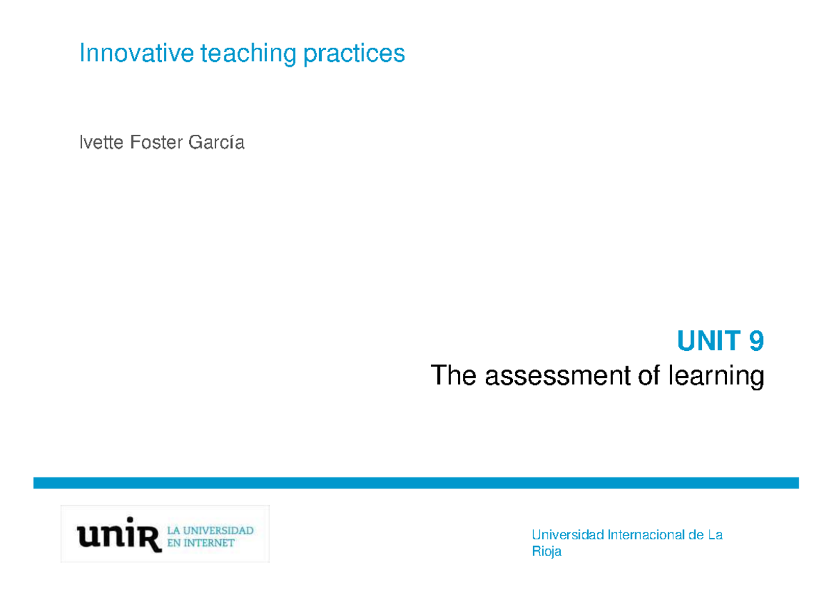 ITP Unit 9 - power point unit 9 - ####### Innovative teaching practices ...