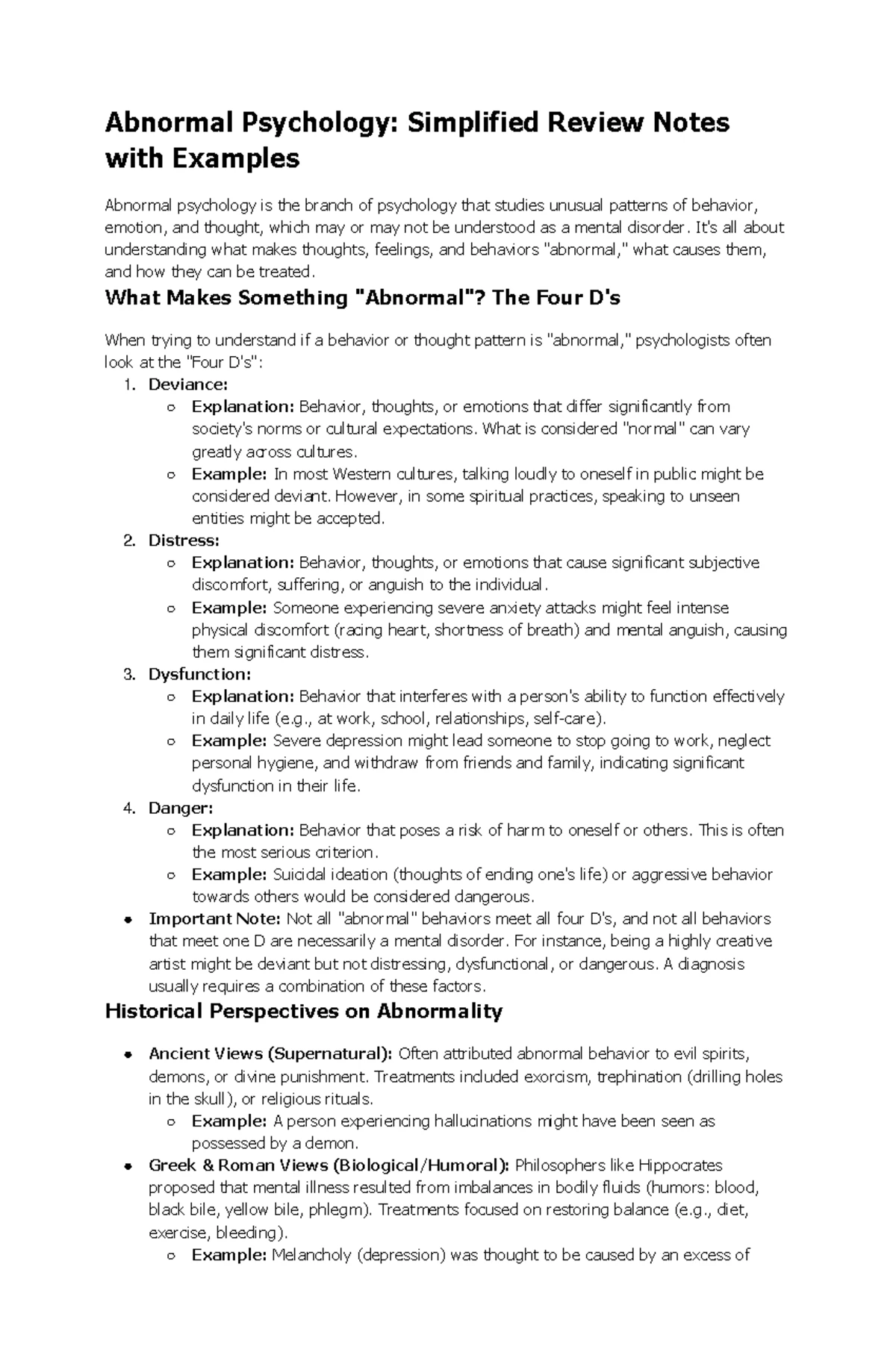 Abnormal Psychology (PSY 101): Key Concepts and Frameworks - Studocu