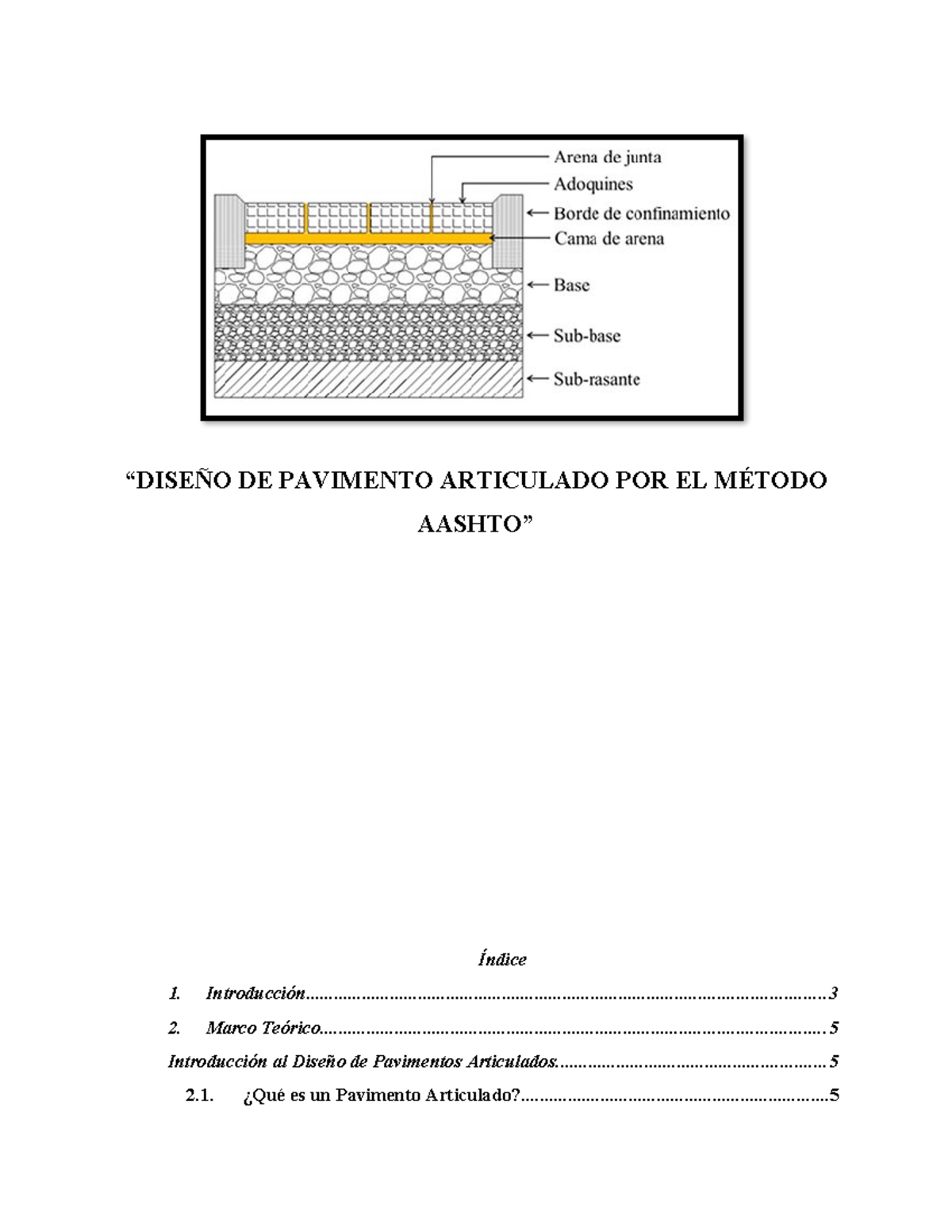 Diseño de Pavimento Articulado AASHTO 93 - Documentación y Análisis - Document Preview