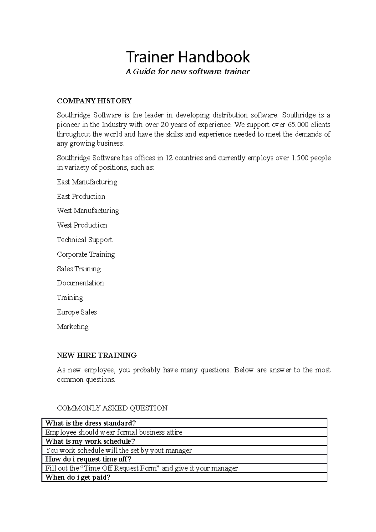 Trainer Handbook - New Hire Training Workbook - GSS - Studocu