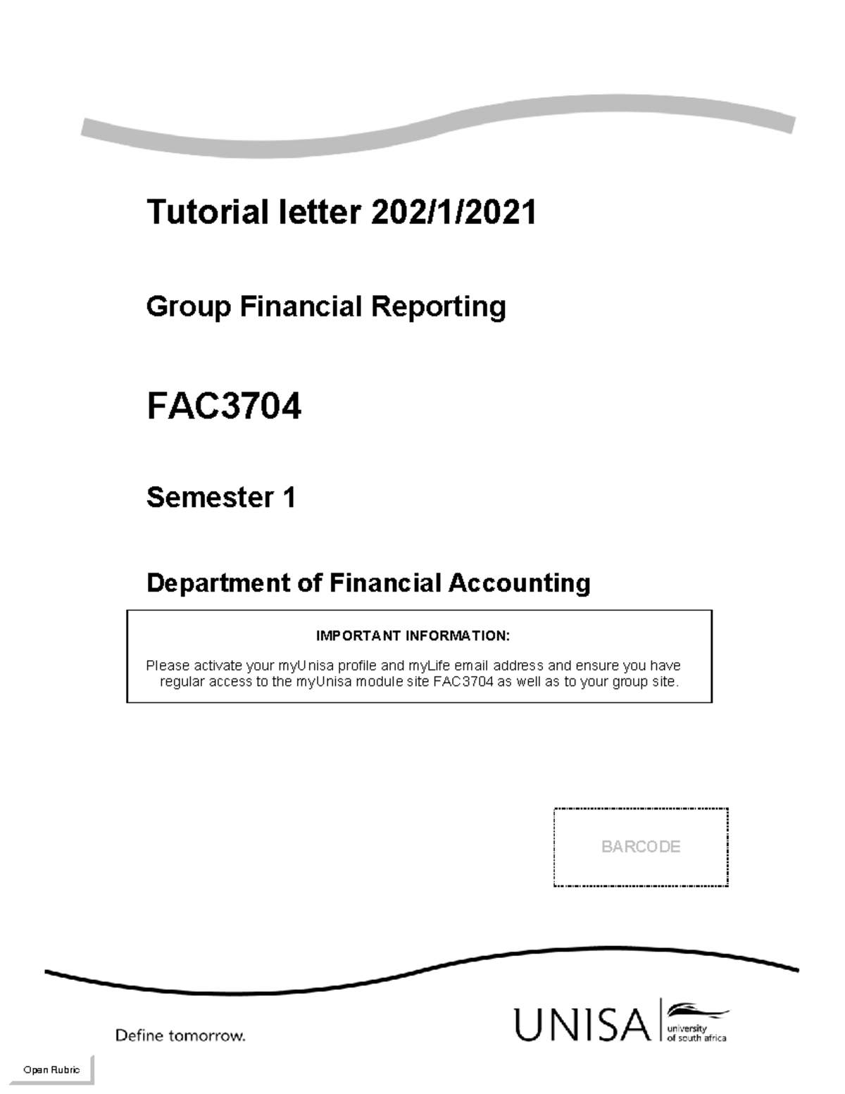 Suggested Solutions for FAC3704 Assignment 02 - Semester 1 - Studocu