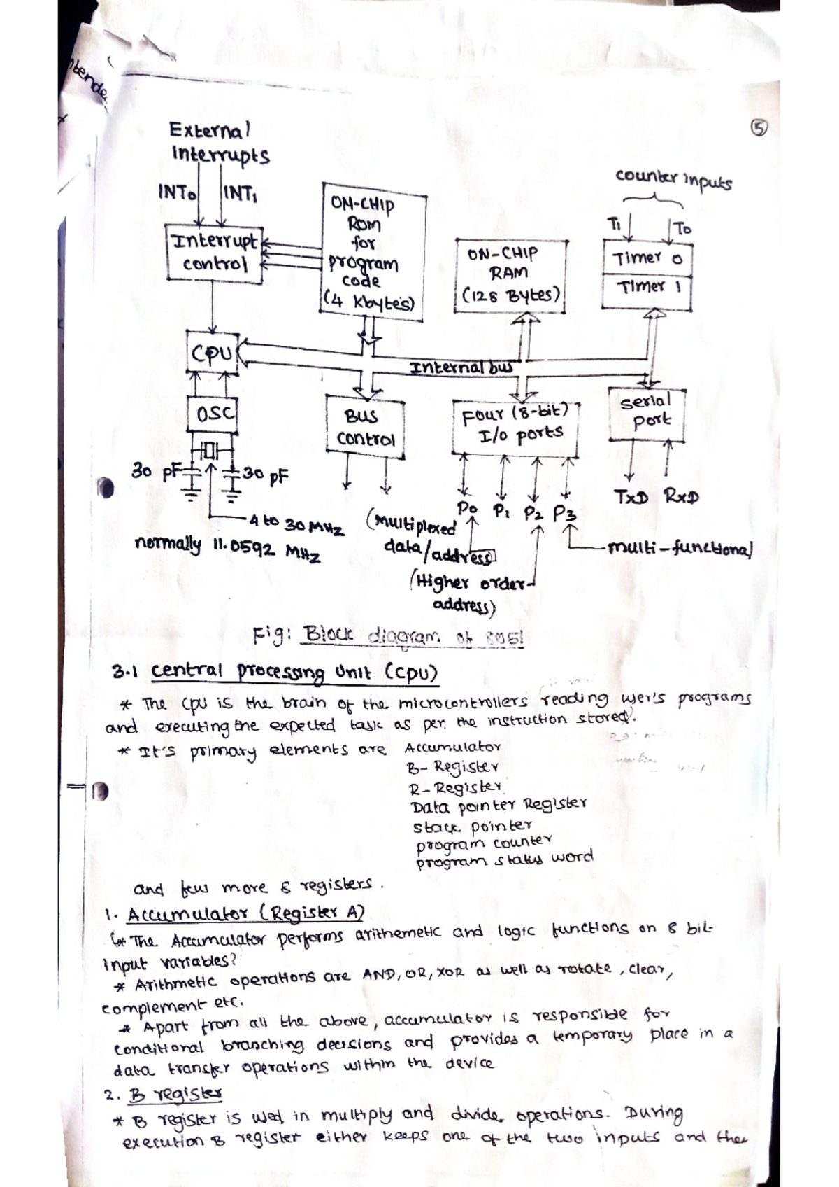 Unit 1 notes part 2 - dende 5 External interrupts counter inputs INTo ...