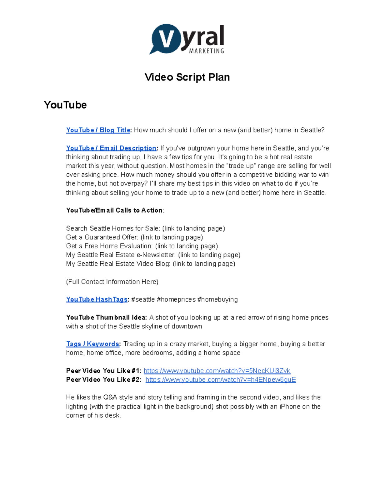 Weekly Example Video Script - Week 1 - Video Script Plan YouTube ...