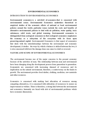 Lecture - Environmental Economics - ENVIRONMENTAL ECONOMICS