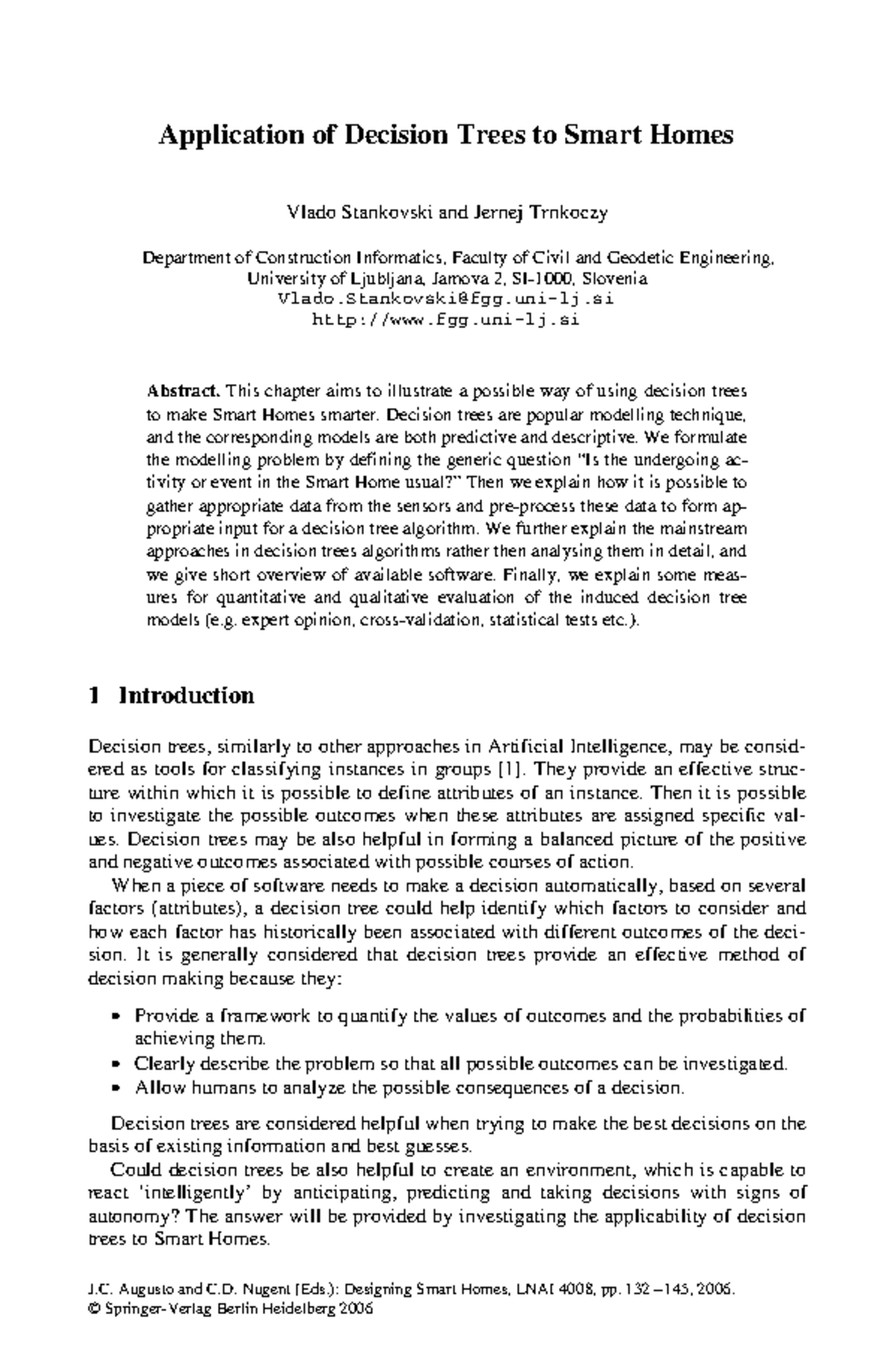 Application of Decision Trees in Smart Home Systems: Insights - Studocu