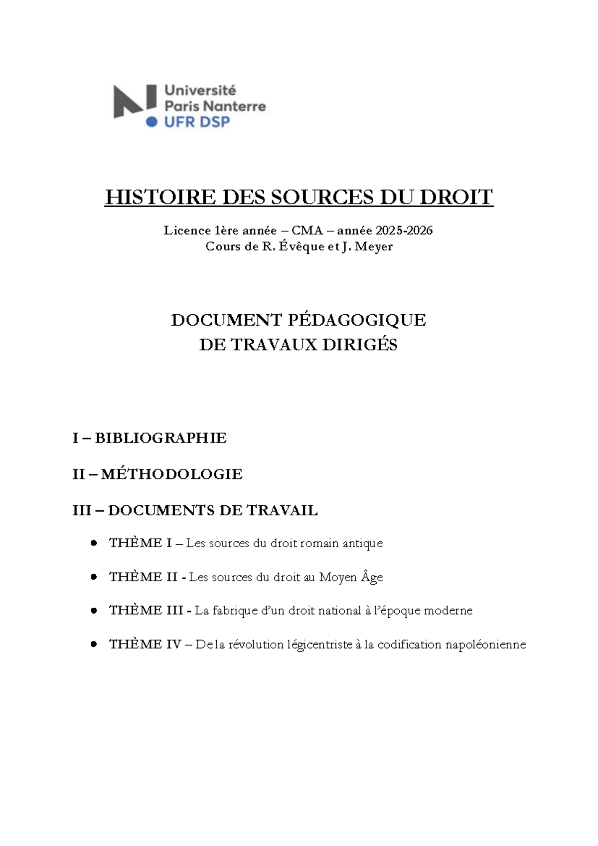Fiche TD Histoire des Sources du Droit L1 CMA 2025-2026 - Studocu